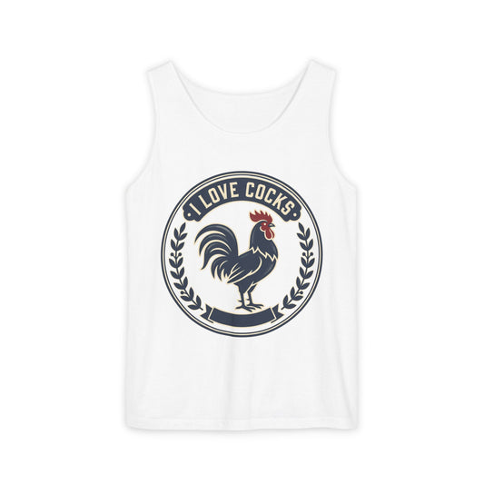 I Love Cocks Rooster Tank — Vintage Farmyard Graphic Tank Top