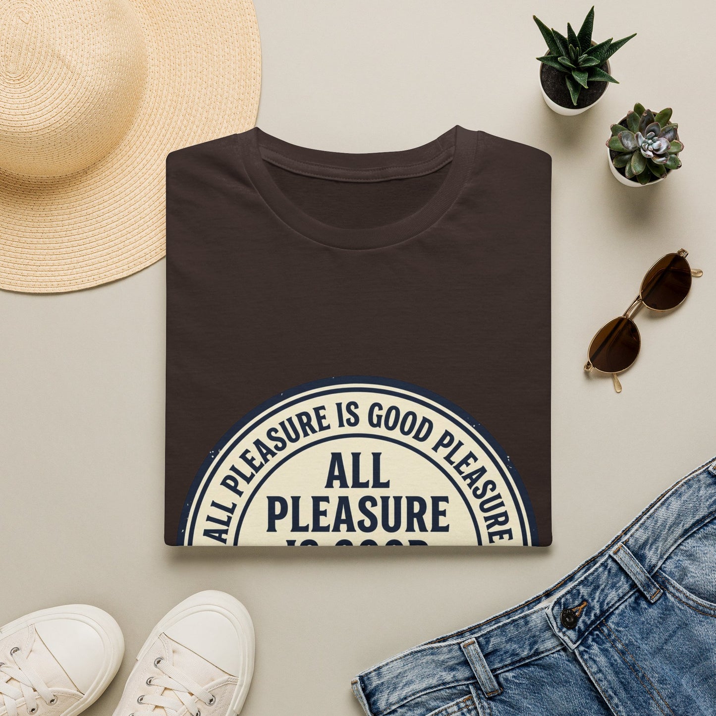"All Pleasure Is Good Pleasure" Vintage Badge Tee