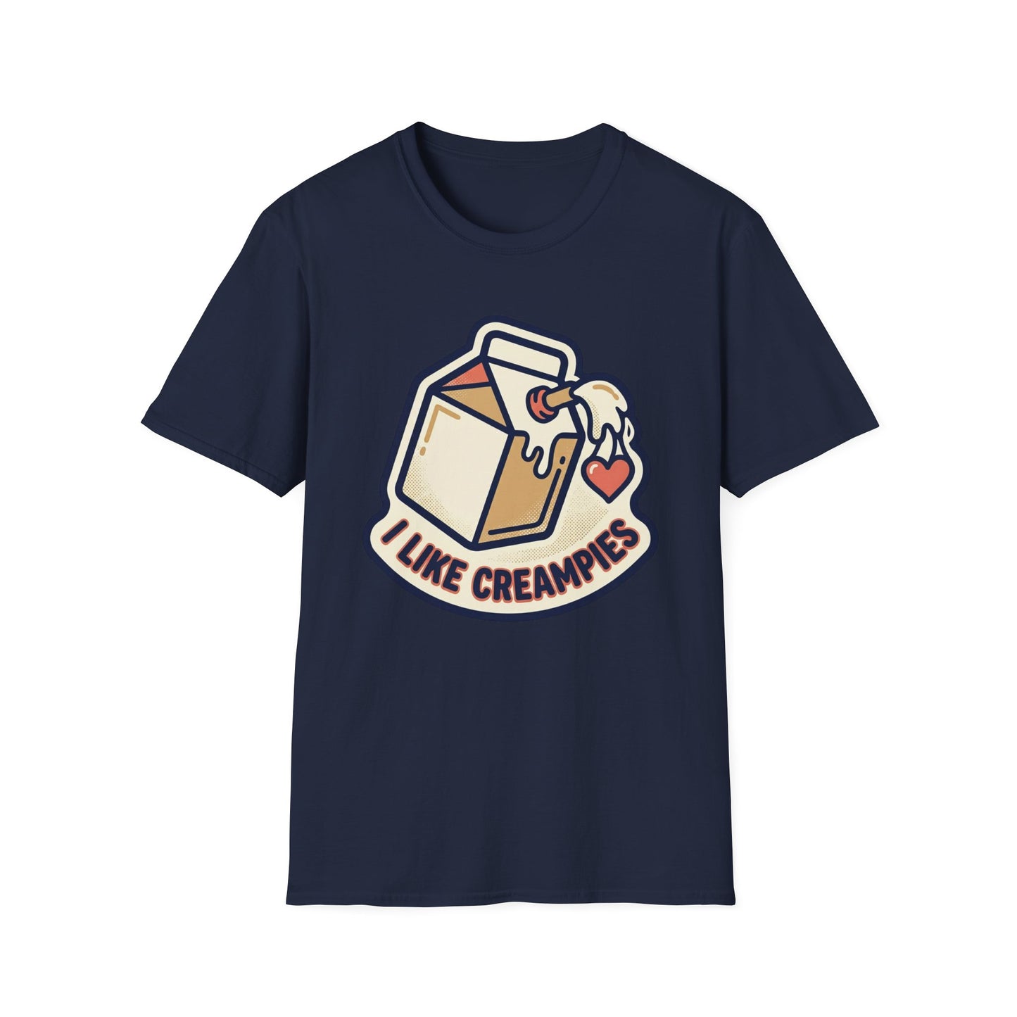 Cream Pie Cartoon T-Shirt — "I Like Creampies" Retro Milk Carton Graphic Tee