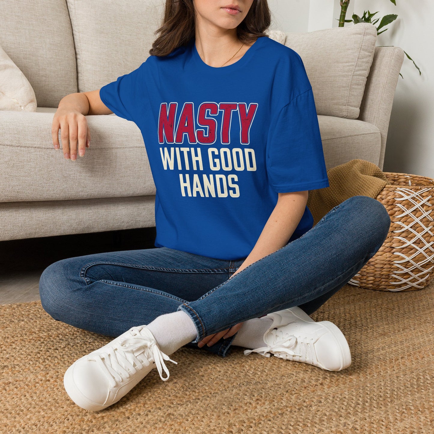"NASTY With Good Hands" Bold Lettering Graphic Tee