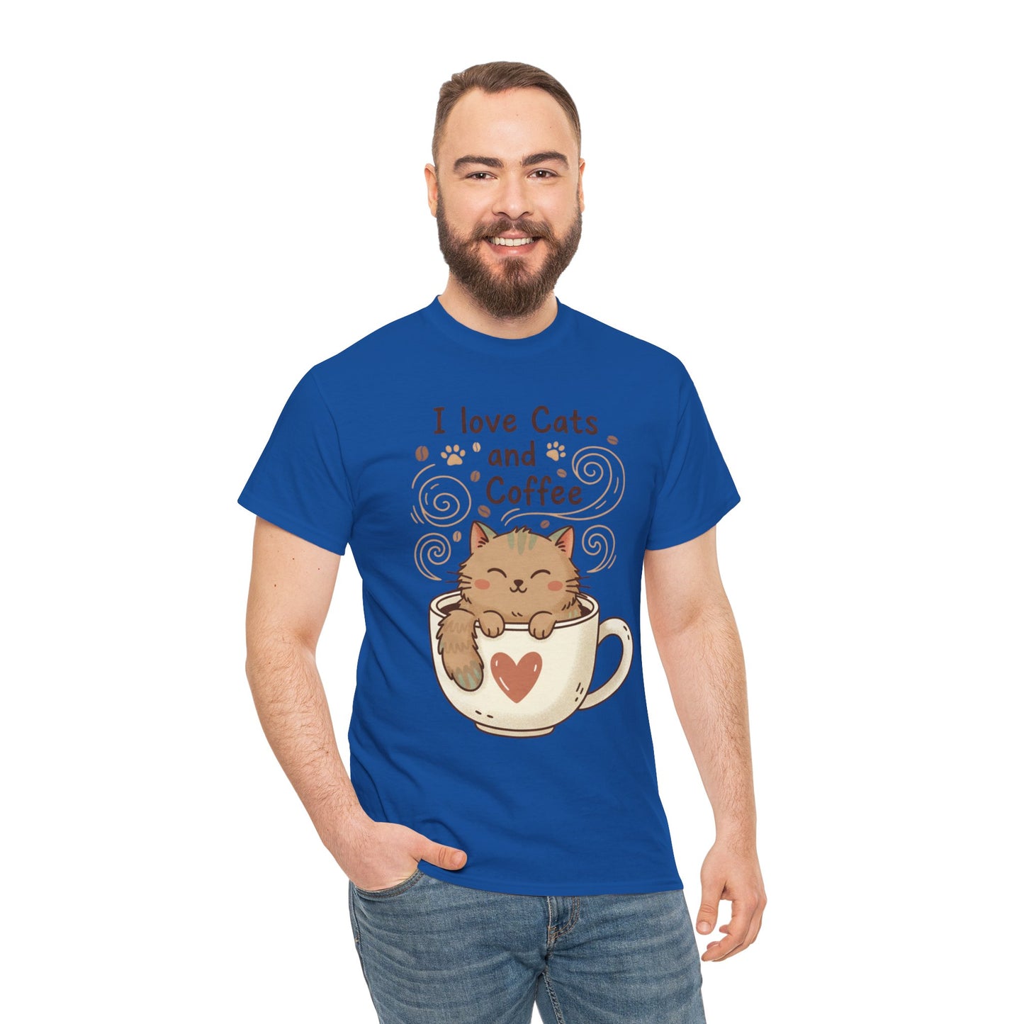 Cat and Coffee T‑Shirt — "I Love Cats and Coffee" Cute Cat in Mug Tee