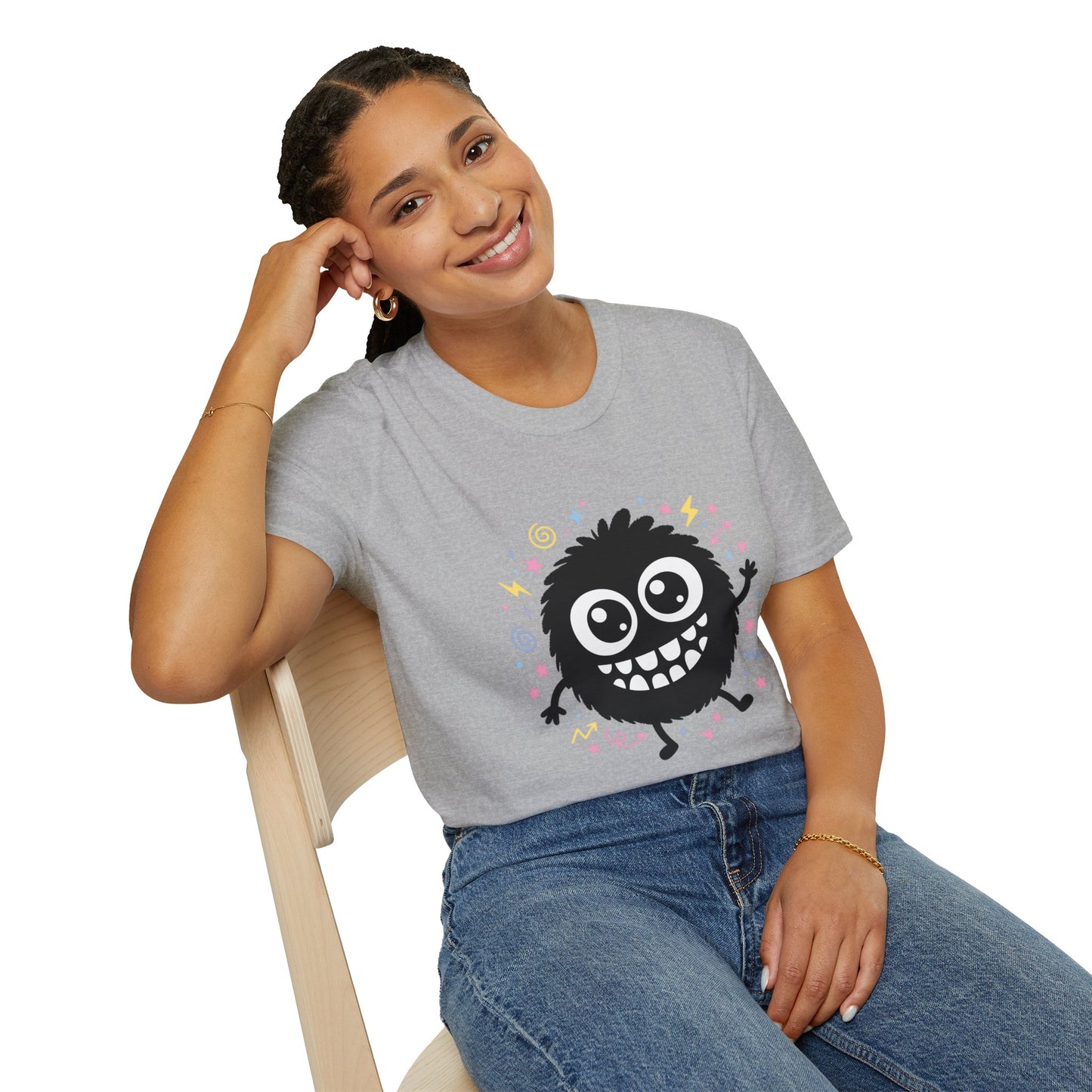 Cute Fuzzy Monster T-Shirt — Playful Cartoon Graphic Tee for Kids & Adults