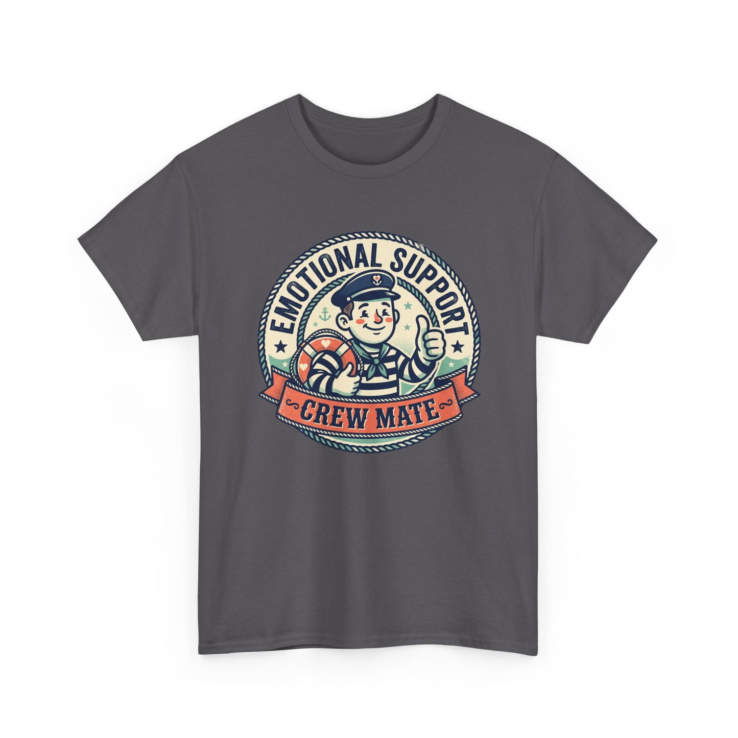 Emotional Support Crew Mate T‑Shirt — Retro Nautical Crewmate Tee Printify