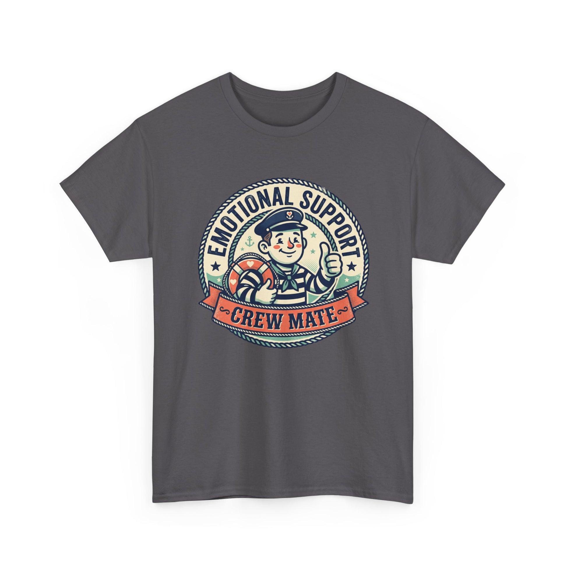 Emotional Support Crew Mate T‑Shirt — Retro Nautical Crewmate Tee Printify