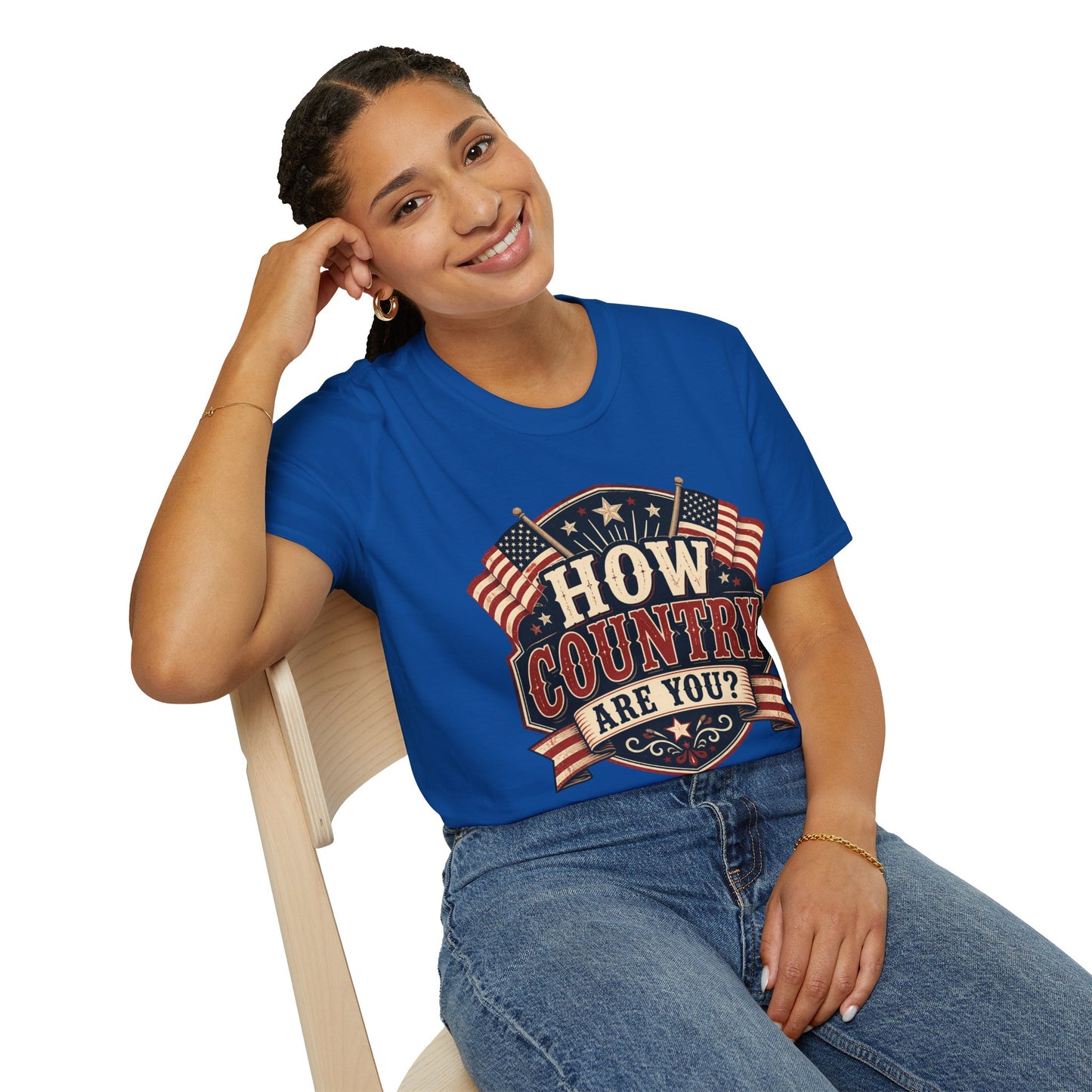How Country Are You? T-Shirt — Vintage American Flag Country Graphic Tee