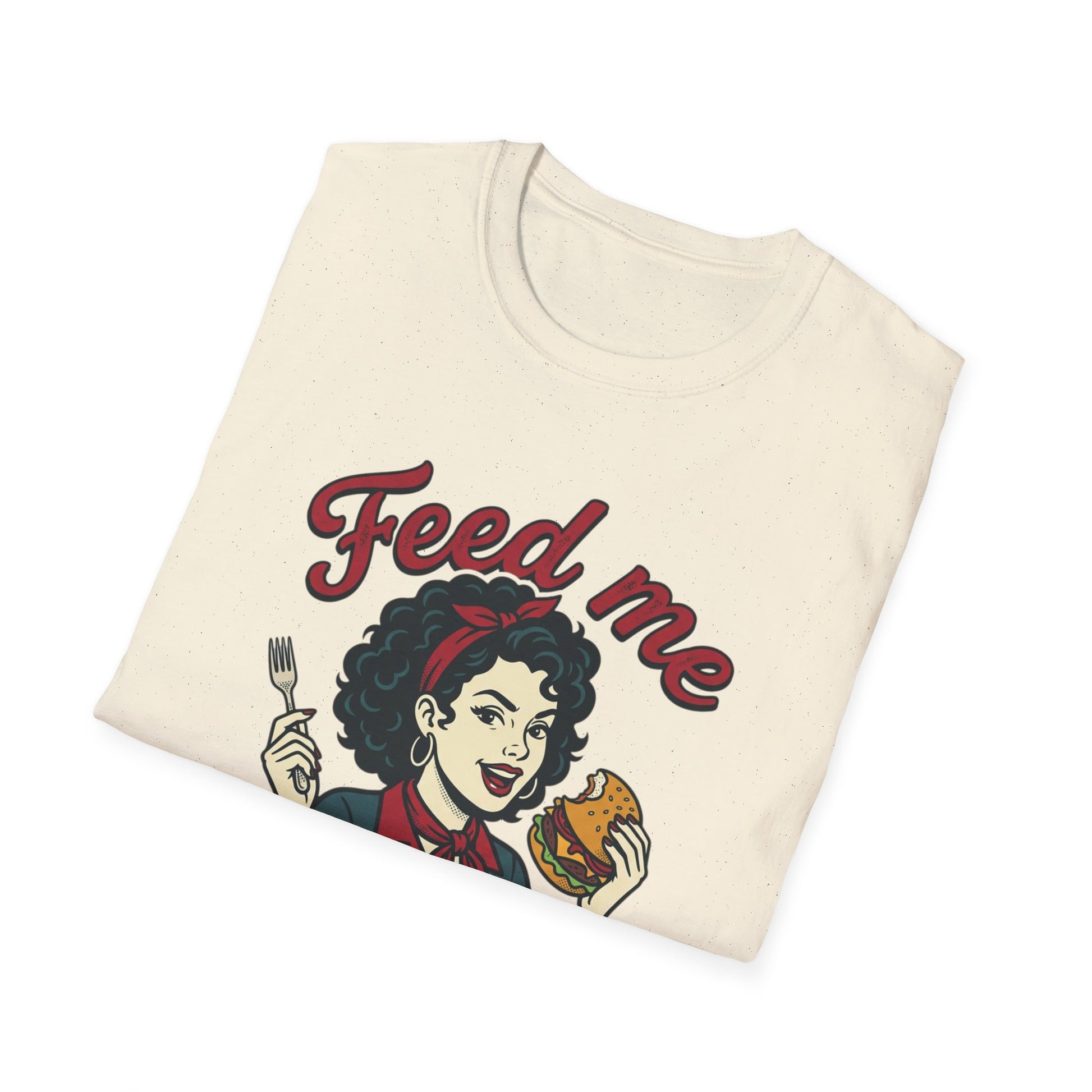 Feed Me Eat Me T-Shirt — Retro Pinup Burger Graphic Tee Printify