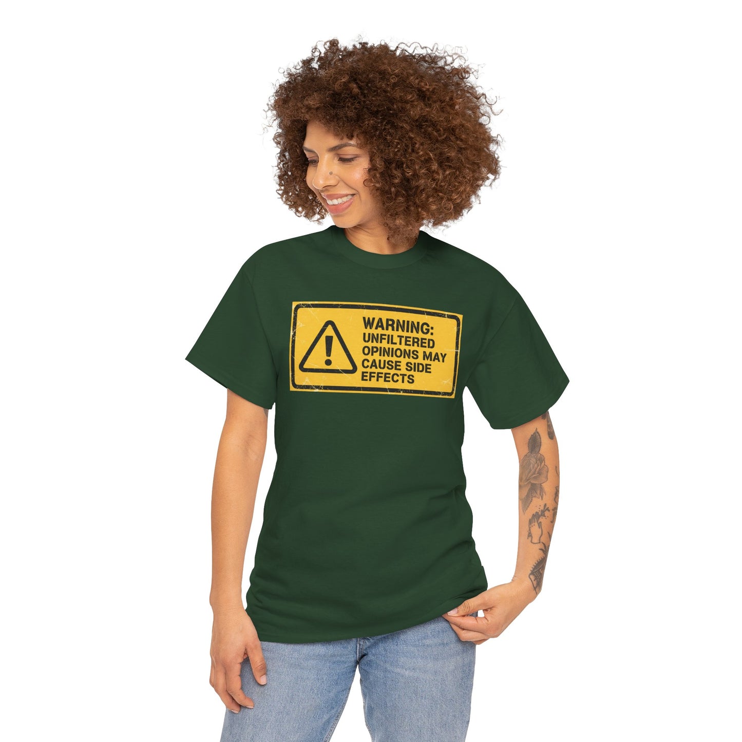 T-Shirt — "Warning: Unfiltered Opinions May Cause Side Effects" Graphic Tee