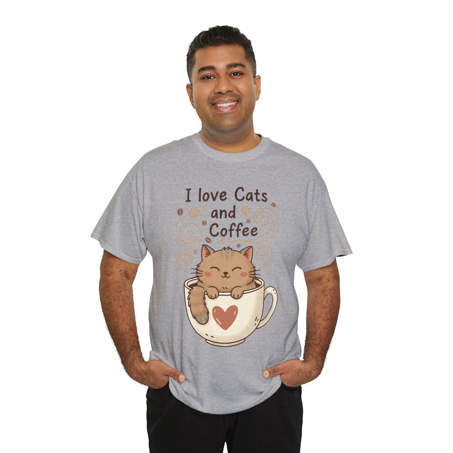 Cat and Coffee T‑Shirt — "I Love Cats and Coffee" Cute Cat in Mug Tee