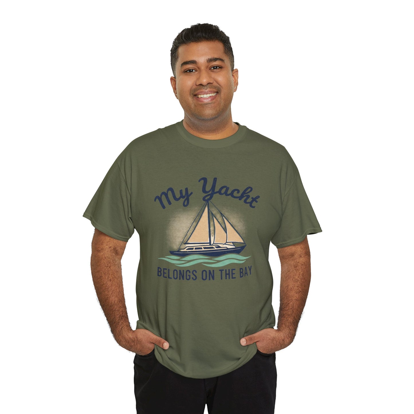 Sailboat Graphic Tee - "My Yacht Belongs on the Bay" Casual Nautical T-Shirt