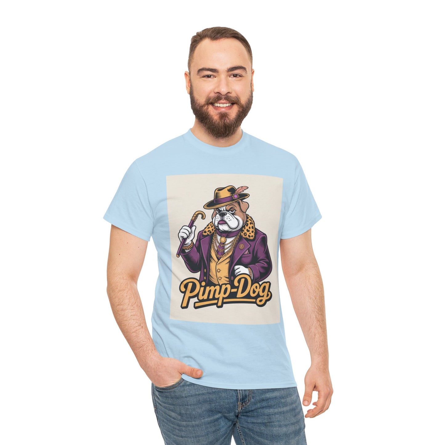 Pimp-Dog Graphic Tee — Retro Bulldog Character Shirt Printify