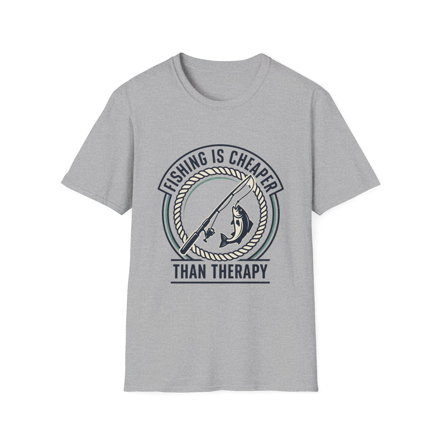 Fishing Is Cheaper Than Therapy T-Shirt — Funny Fishing Graphic Tee for Anglers