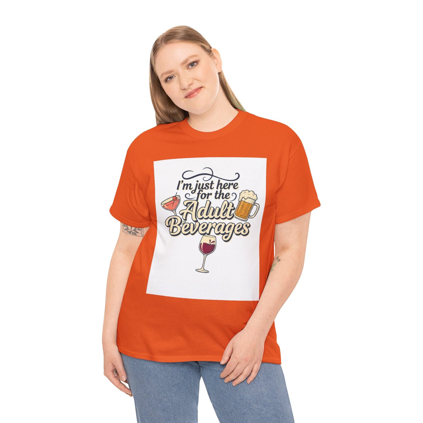 T-Shirt — "I'm Just Here for the Adult Beverages" Funny Wine & Beer Tee