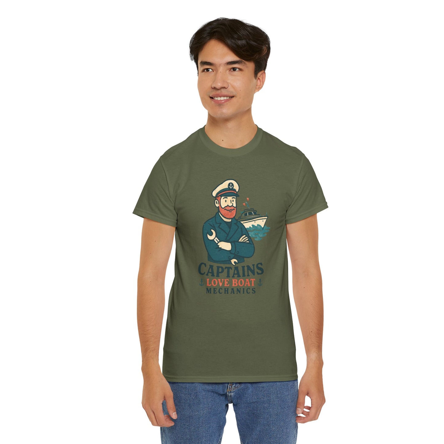 Captain Mechanics T‑Shirt — "Captains Love Boat Mechanics" Nautical Crew Tee