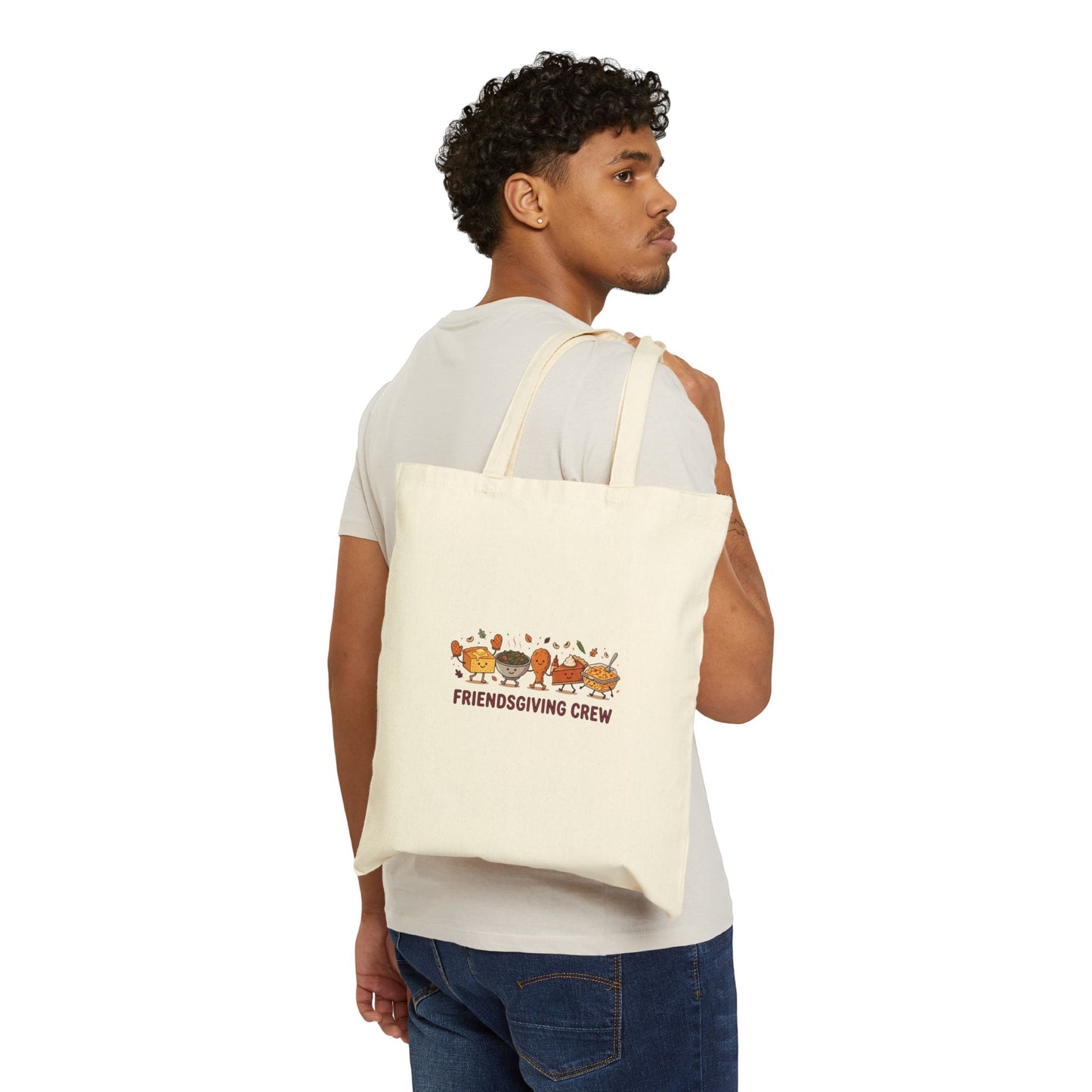 Friendsgiving Crew Tote | Thanksgiving Harvest, Pumpkin Pie & Turkey Canvas Tote