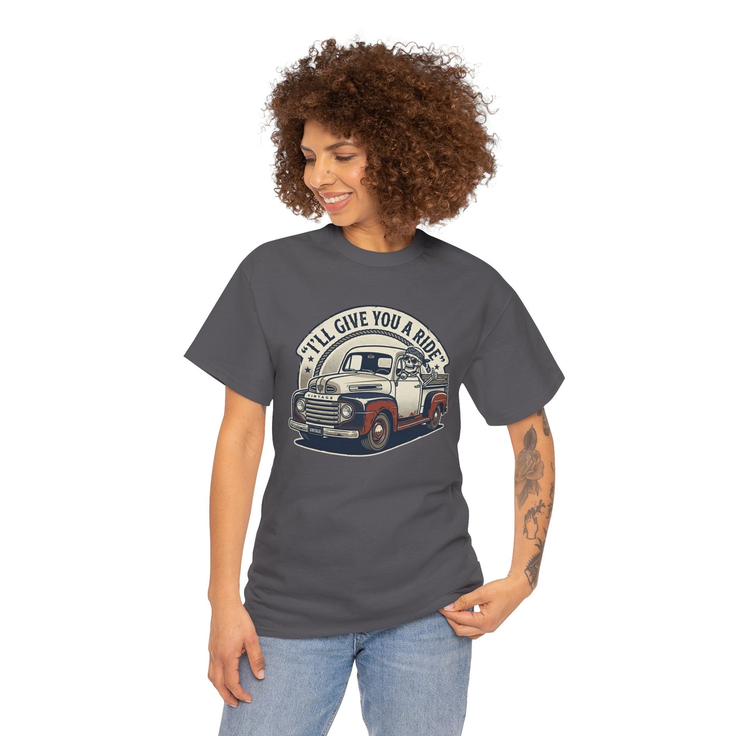 Vintage Pickup Truck T-Shirt — “I’ll Give You a Ride” Classic Retro Tee Printify