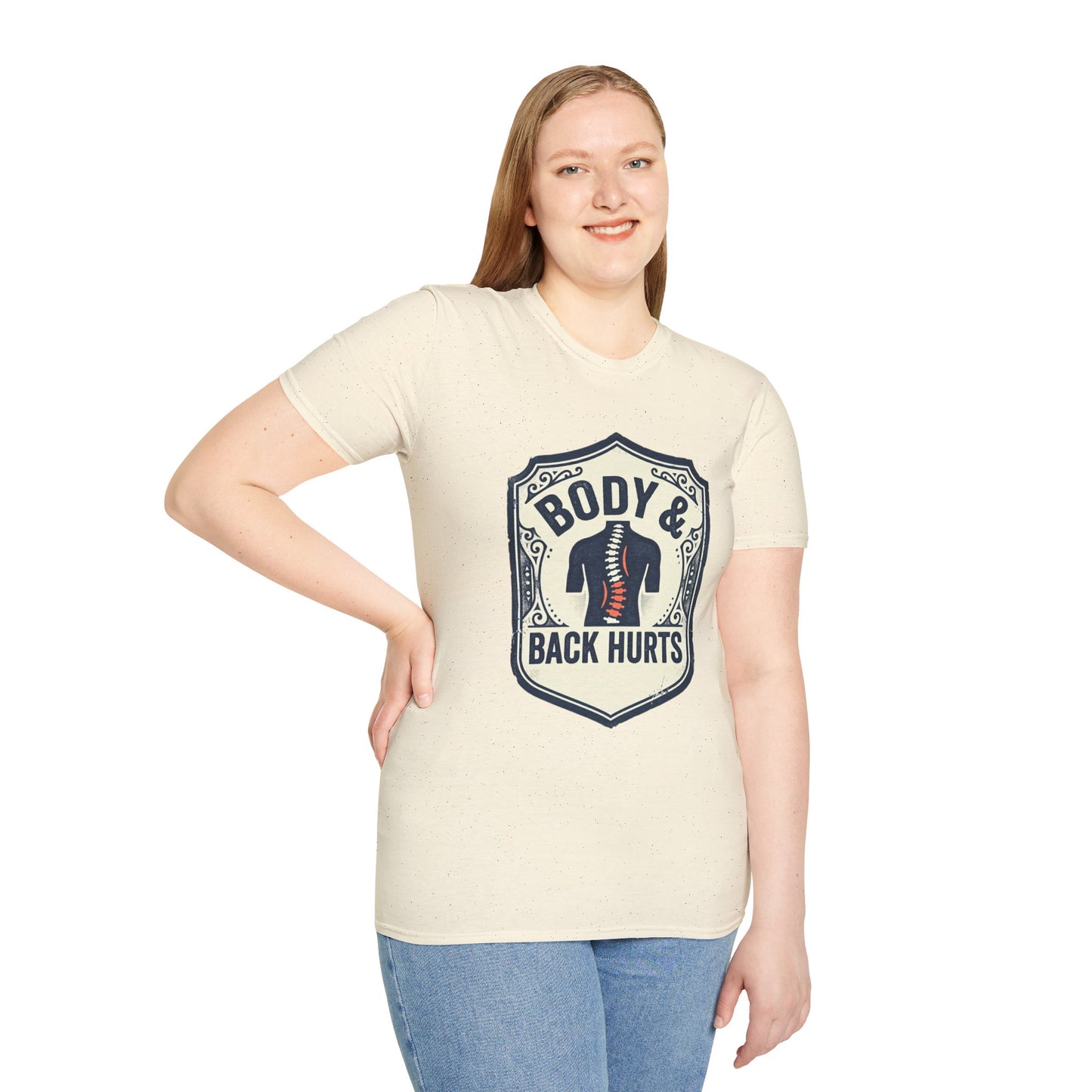 Back Hurts T-Shirt — Body & Back Hurts Graphic Tee for Spine Pain Relief Awareness