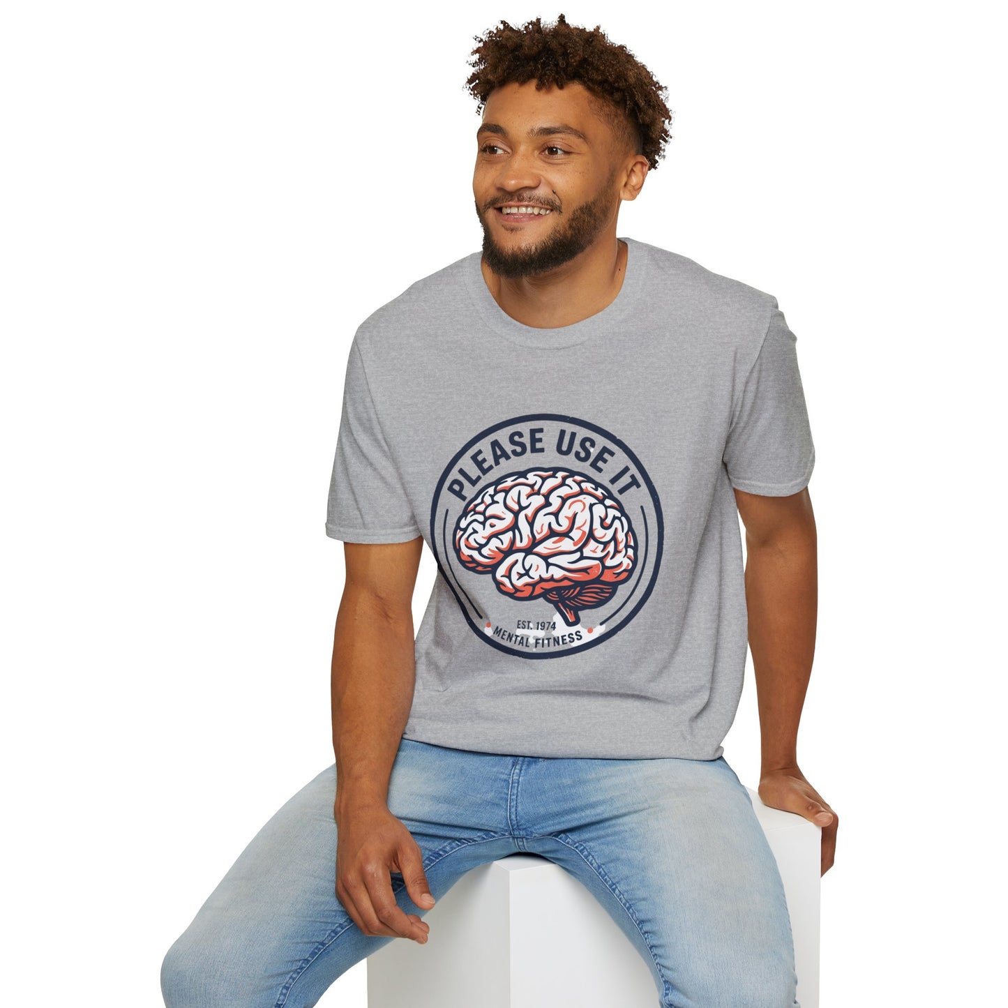 Please Use It Brain Graphic T-Shirt — Funny Mental Fitness Tee