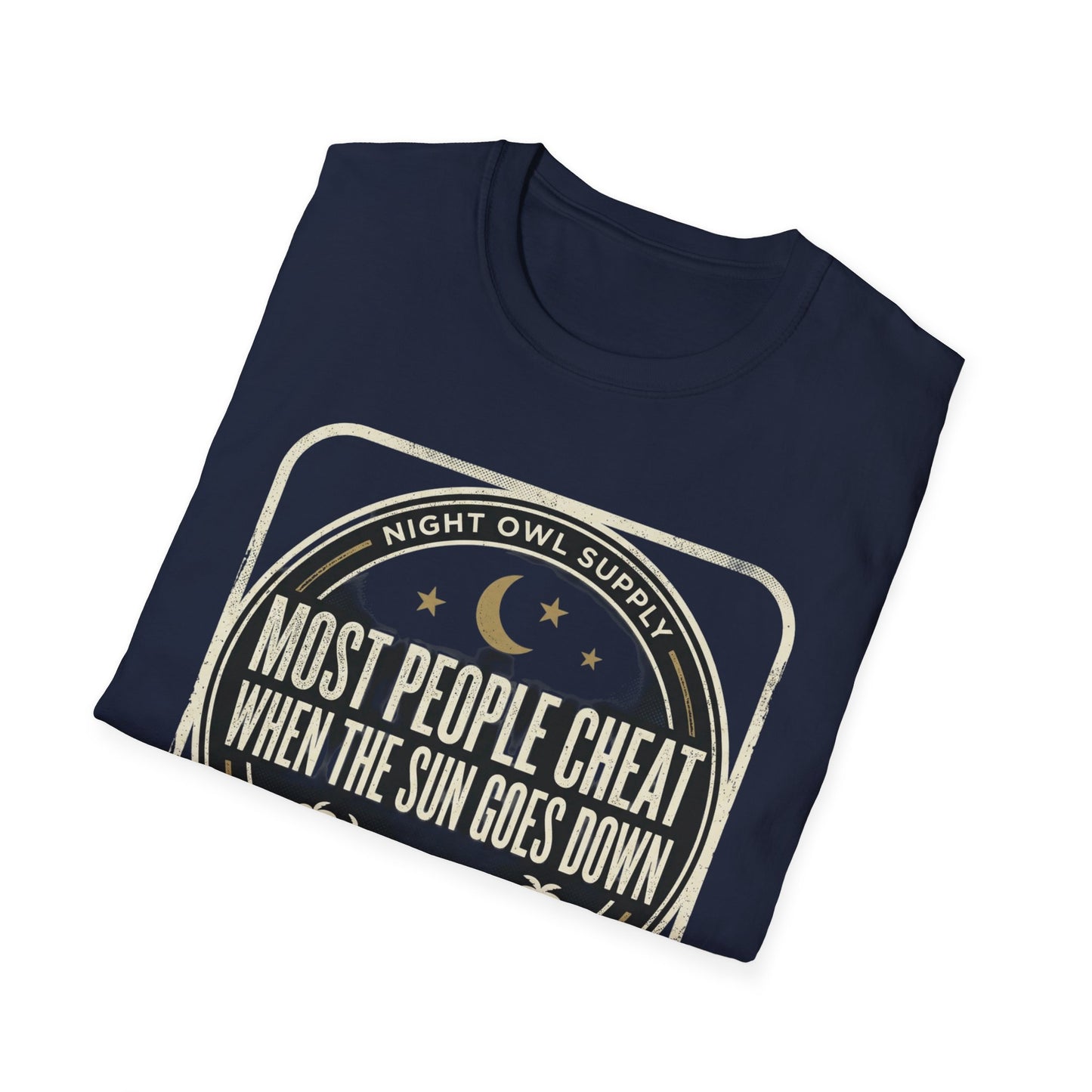 “Most People Cheat When The Sun Goes Down” Vintage Graphic Tee-Night Owl T-Shirt