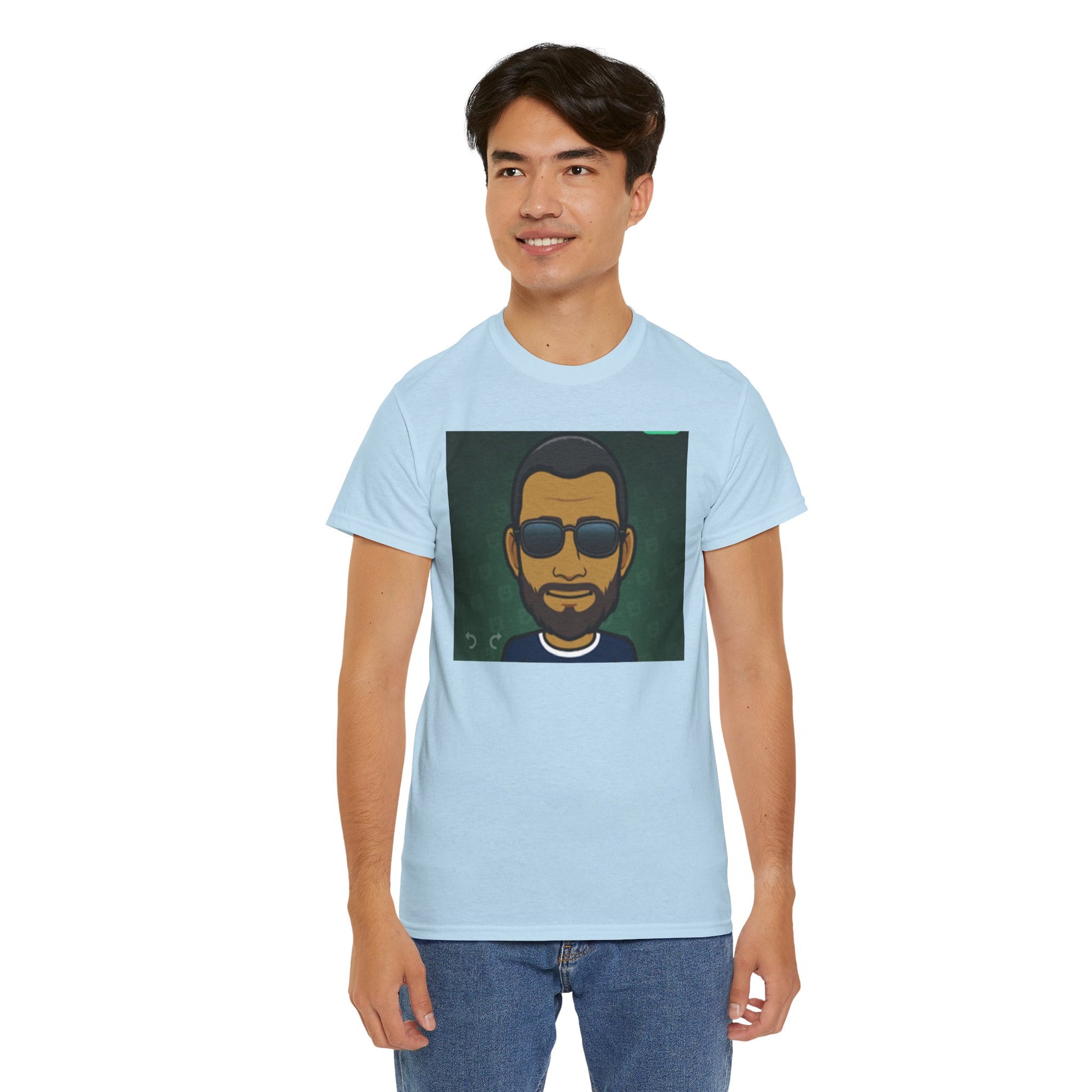 Bitmoji Portrait Tee — Cool Sunglasses Avatar Graphic T-Shirt Printify