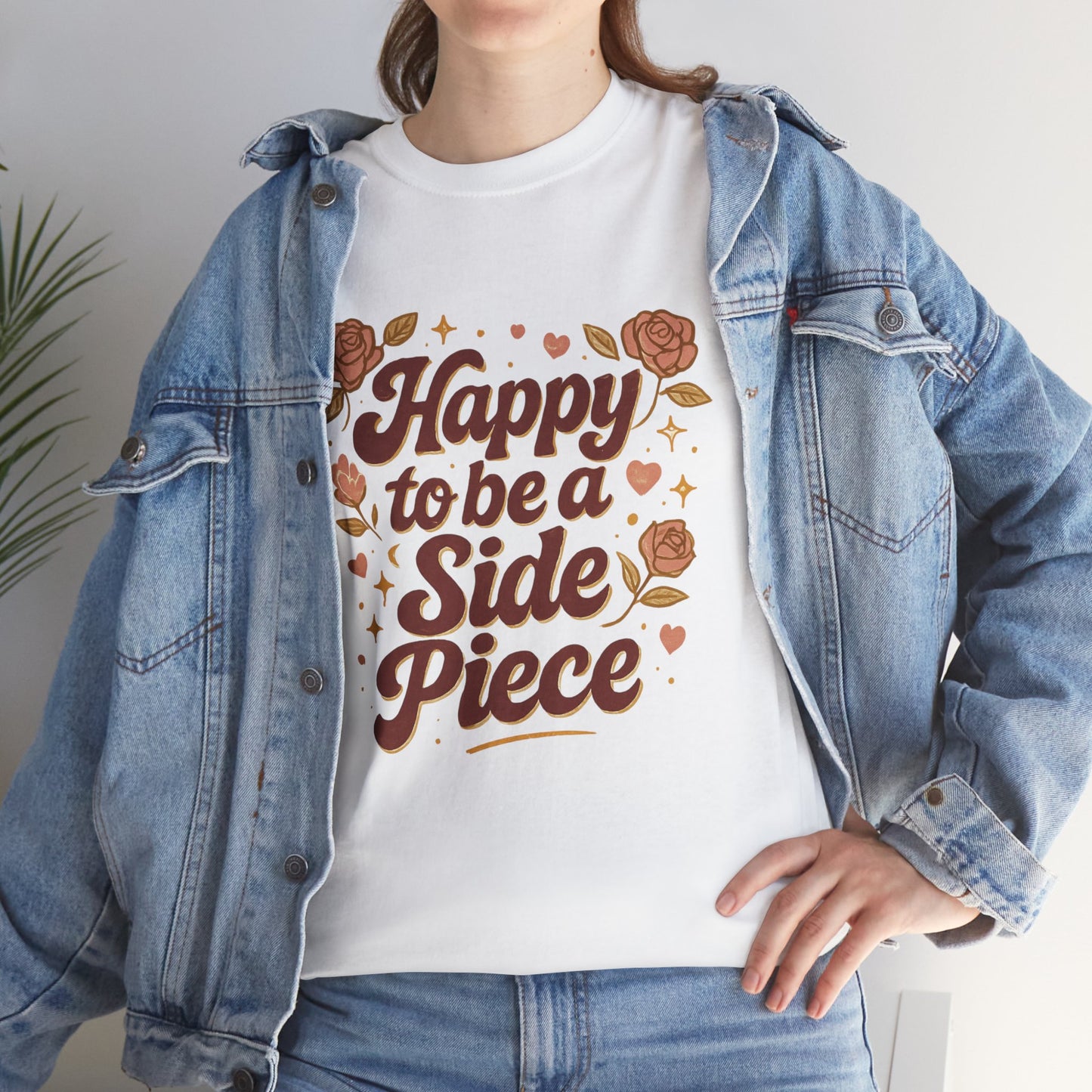 Happy to Be a Side Piece Tee — Retro Floral Statement T-Shirt