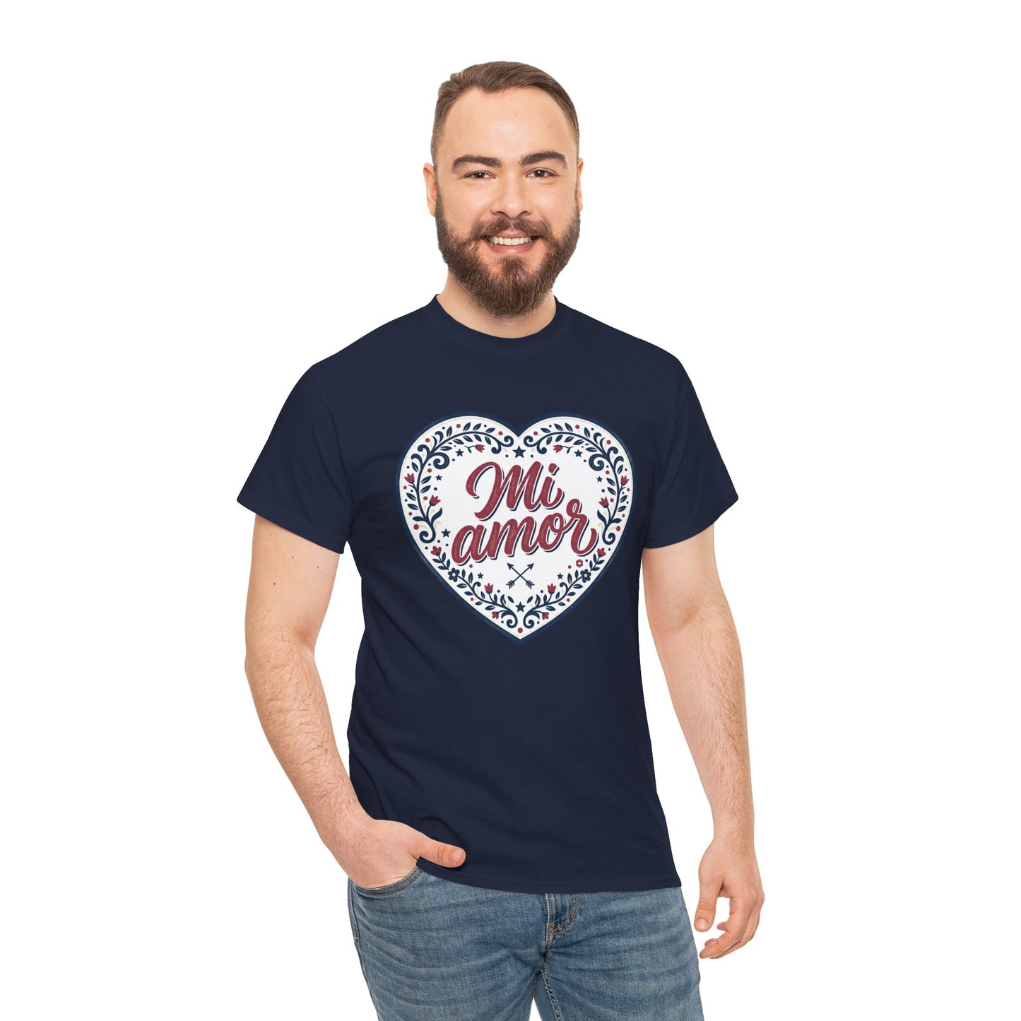 Mi Amor Heart T-Shirt — Romantic Floral Graphic Tee for Valentine’s Day
