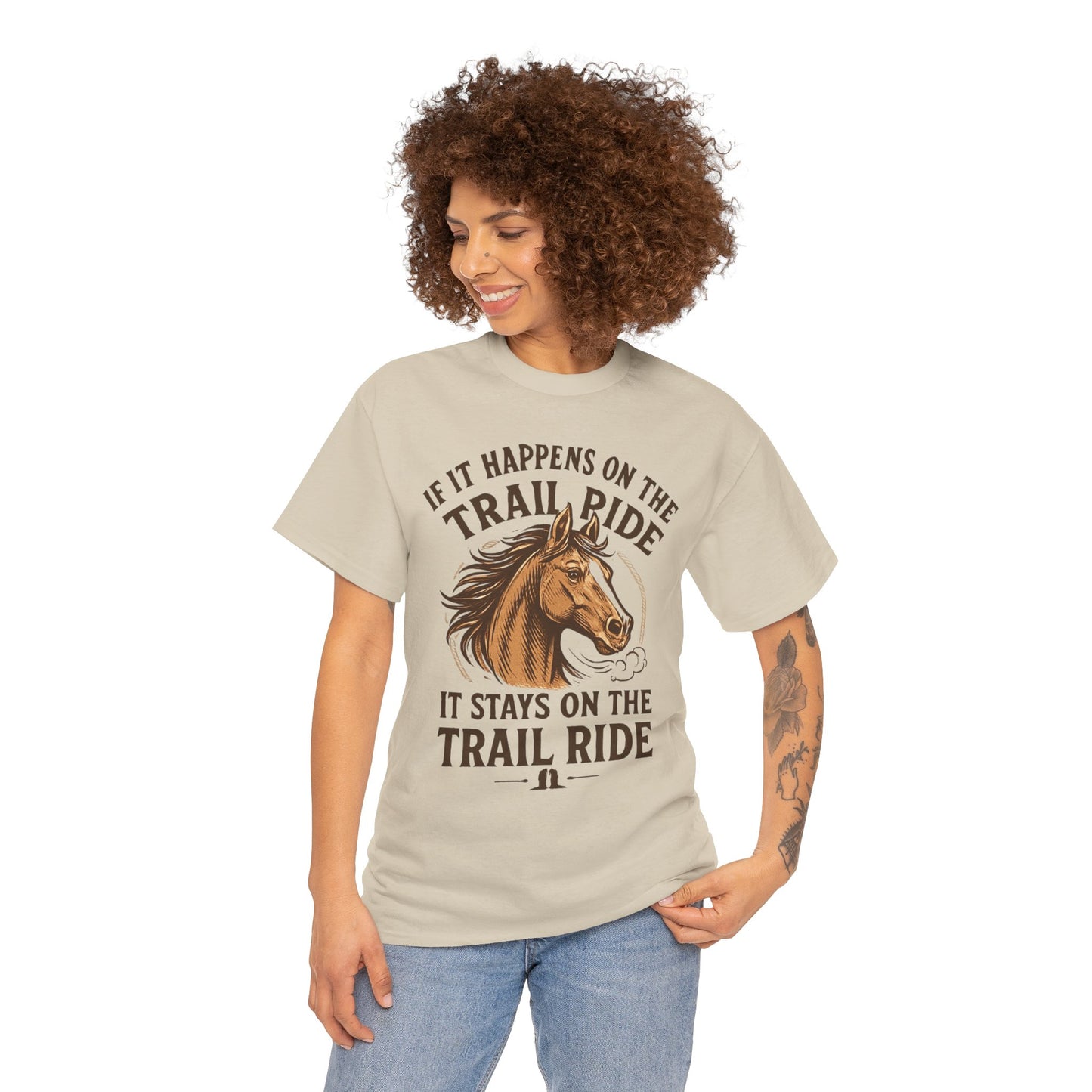 Trail Ride T-Shirt — "If It Happens On The Trail Ride, It Stays On The Trail Ride" Horse Tee