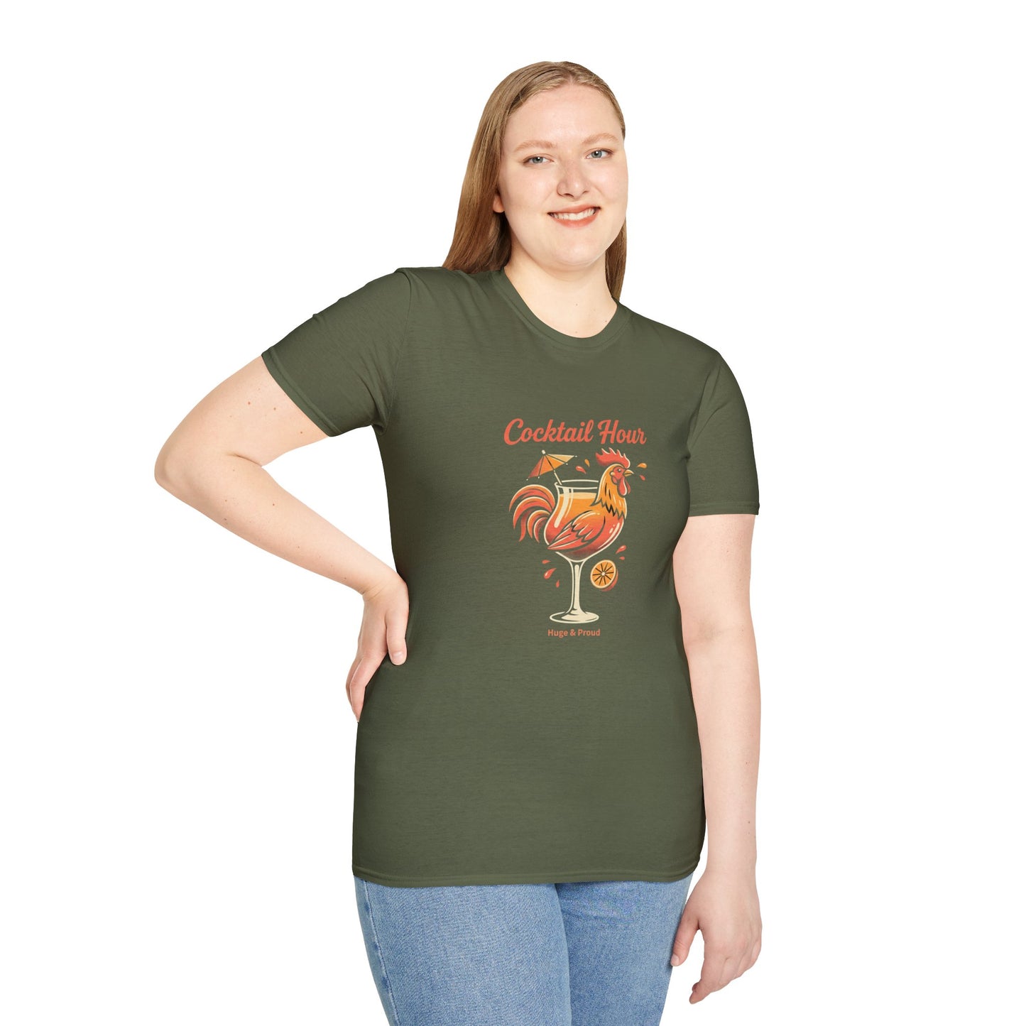 Cocktail Hour Rooster T-Shirt — Funny Bar & Happy Hour Graphic Tee