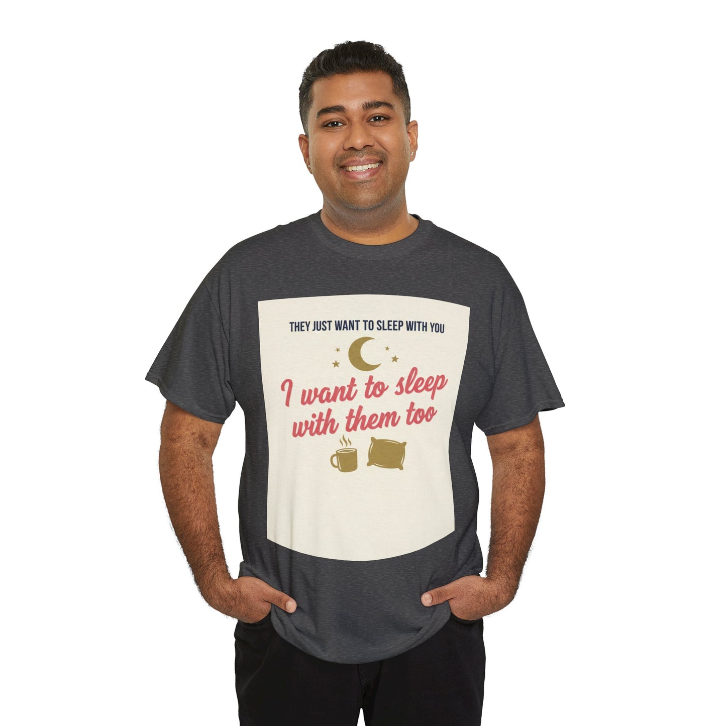 Sleepy Cats T-Shirt — "I Want to Sleep with Them Too" Cute Nighttime Pet Tee