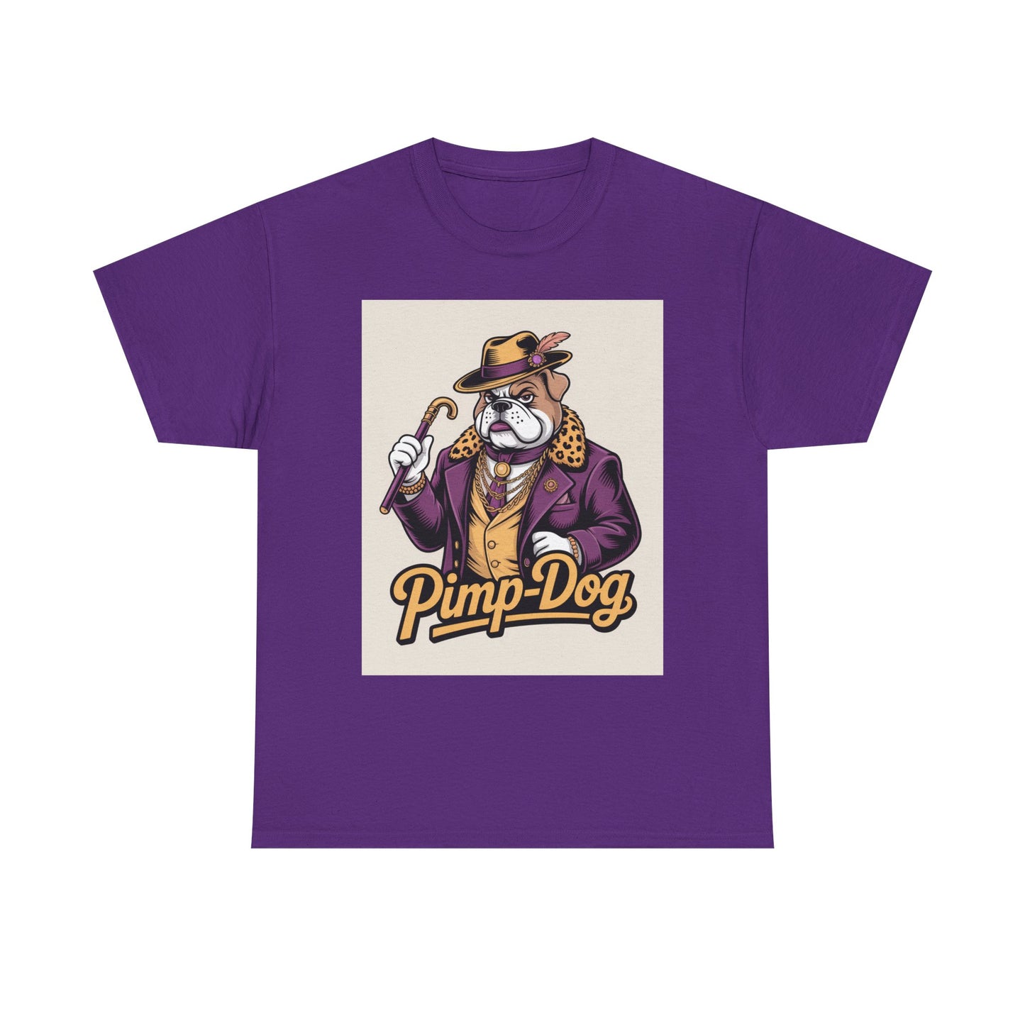 Pimp-Dog Graphic Tee — Retro Bulldog Character Shirt Printify