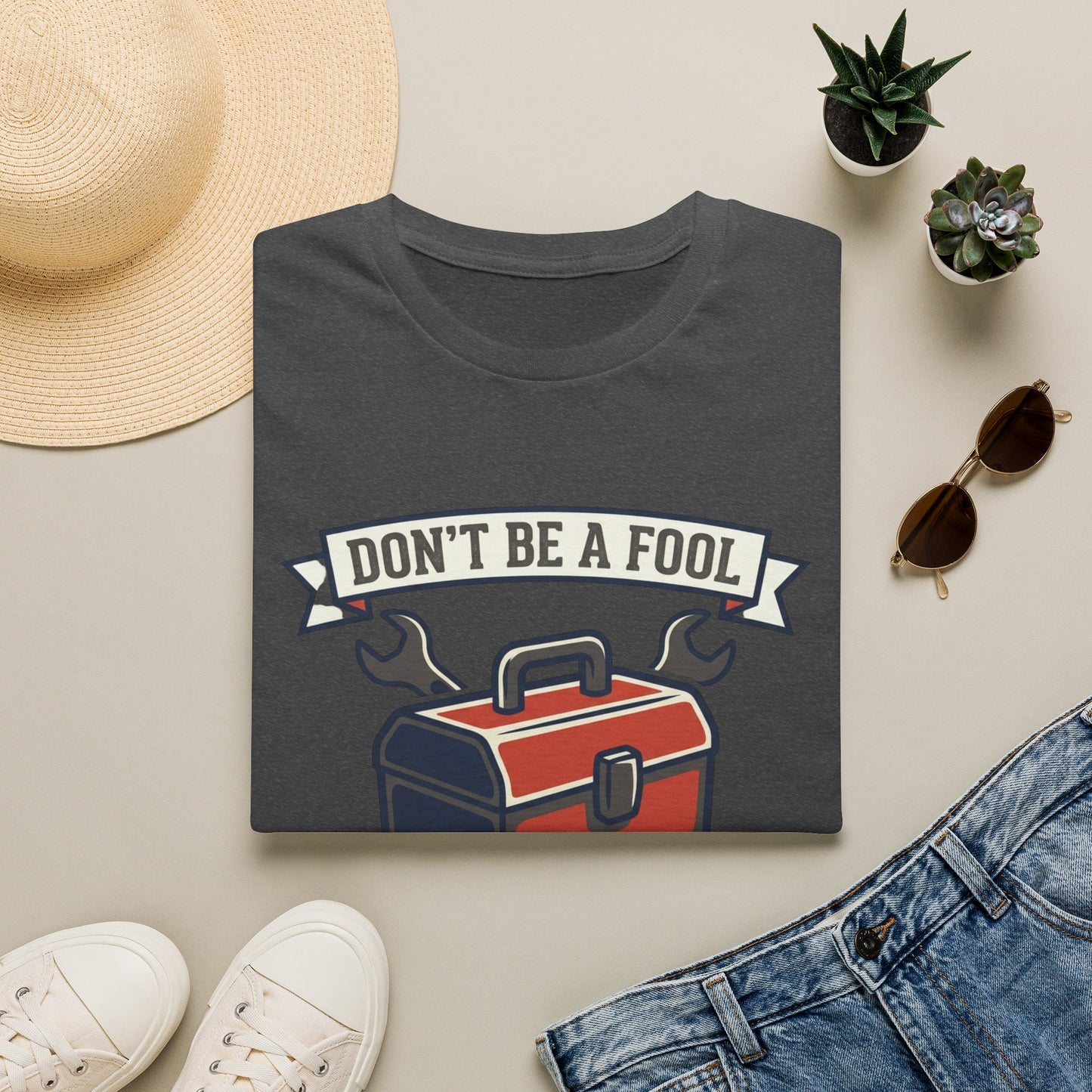 Don't Be a Fool Toolbox T‑Shirt — Wrap Your Tool Shirt for Mechanics & DIYers