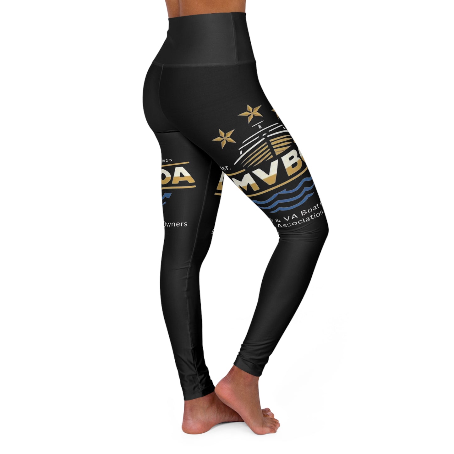 Boardman Logo High-Waist Yoga Leggings — Black AOP Fitness Tights