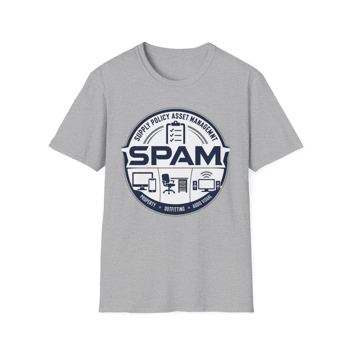 SPAM Supply Policy Asset Management T-Shirt — Logistics/ IT / Admin Graphic Tee
