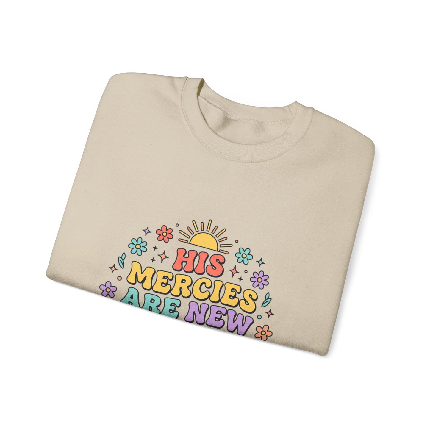 His Mercies Are New Every Morning Sweatshirt | Christian, Pastel Groovy Encouragement