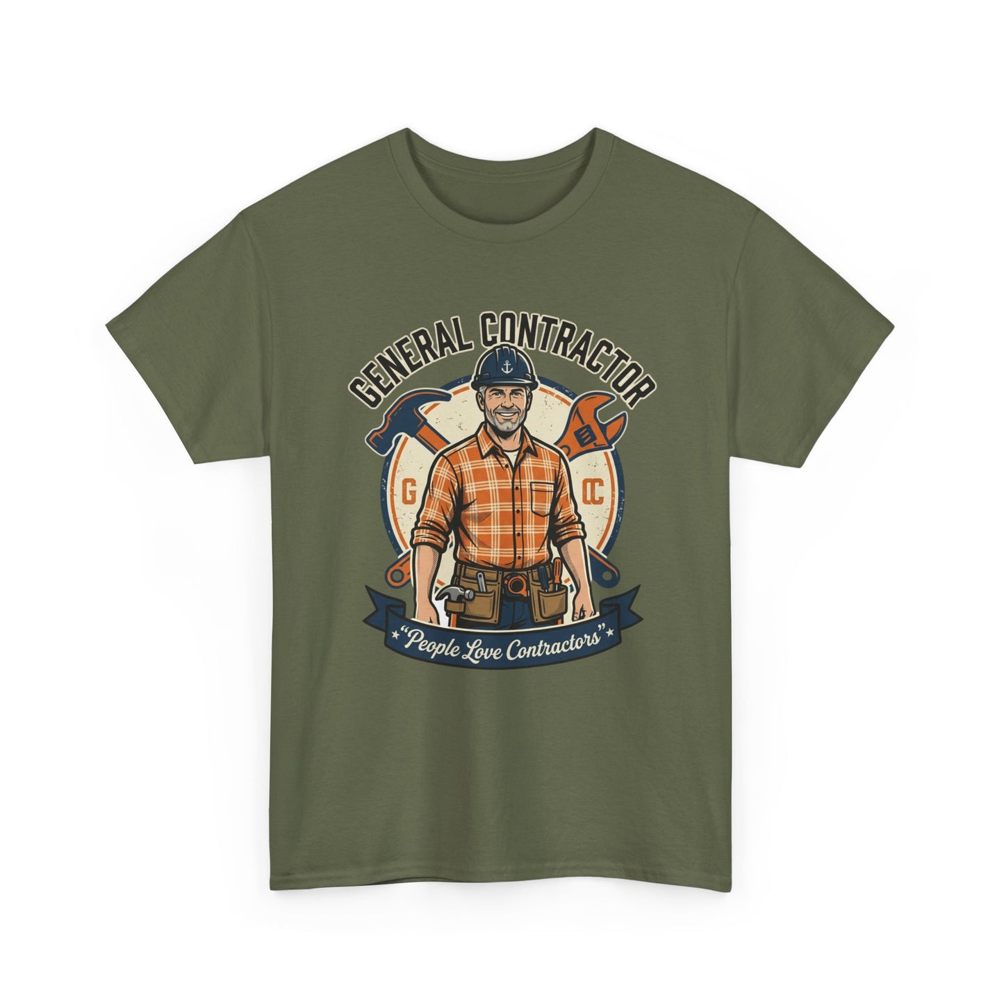 General Contractor T-Shirt — Vintage Construction Worker Logo Tee Printify