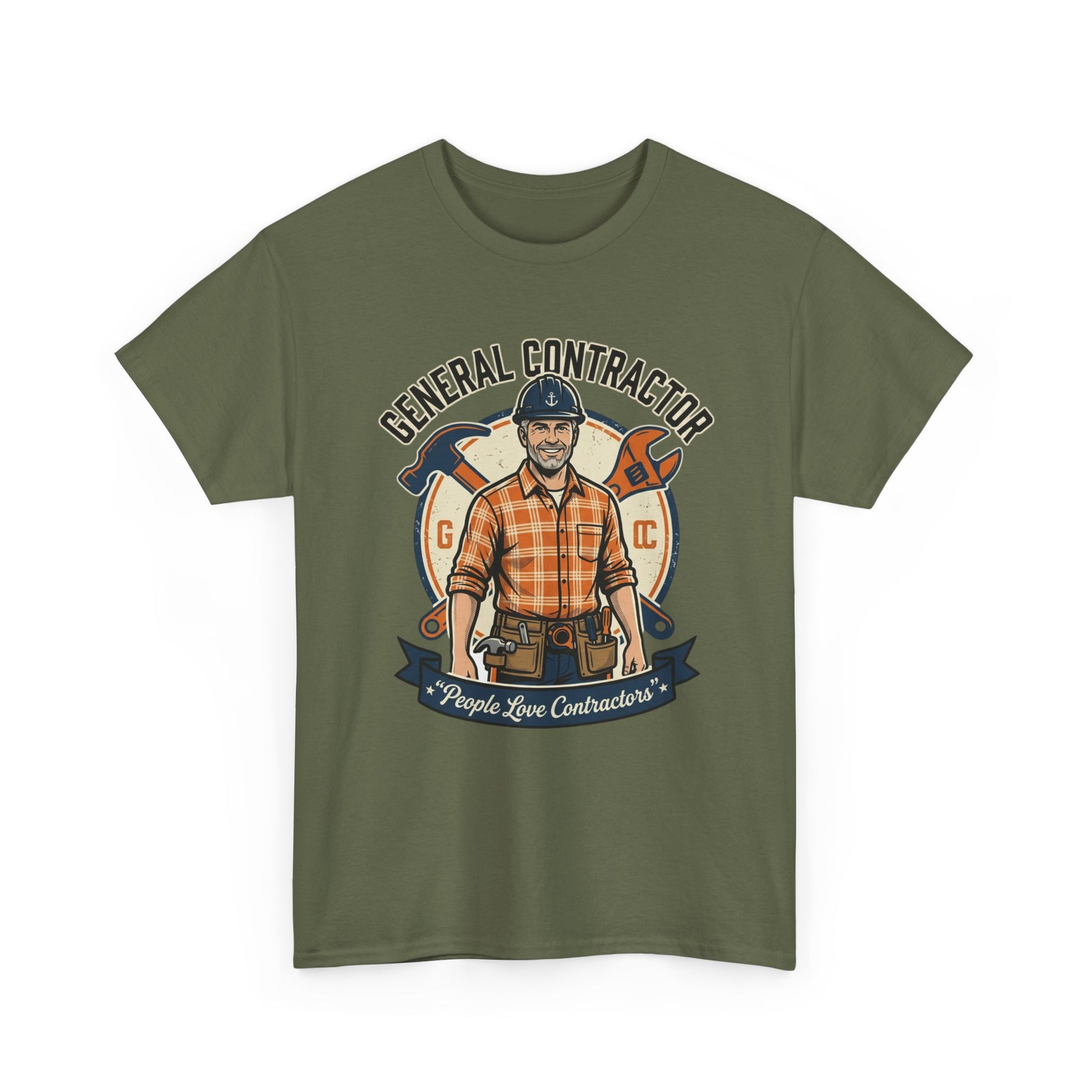 General Contractor T-Shirt — Vintage Construction Worker Logo Tee Printify