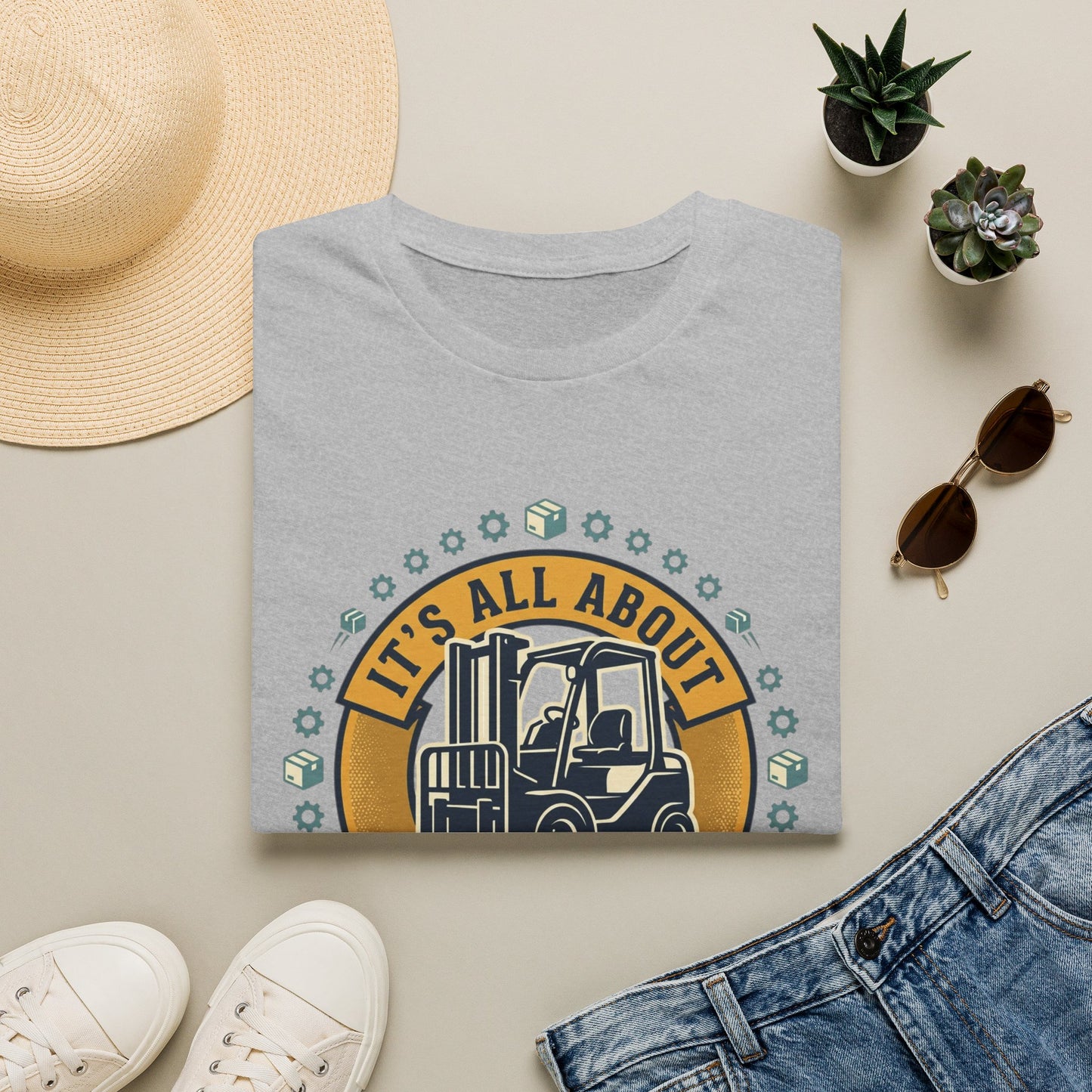 Moving Company T-Shirt — "It's All About Moving Units" Forklift Logo