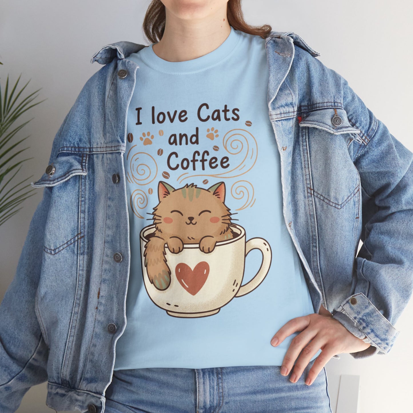 Cat and Coffee T‑Shirt — "I Love Cats and Coffee" Cute Cat in Mug Tee