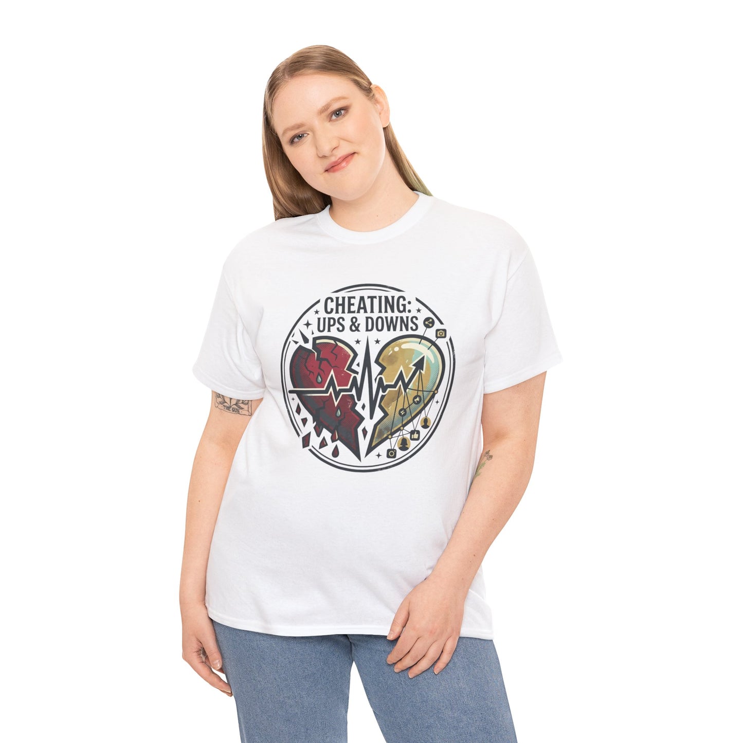 Cheating: Ups & Downs Broken Heart Graphic Tee Printify