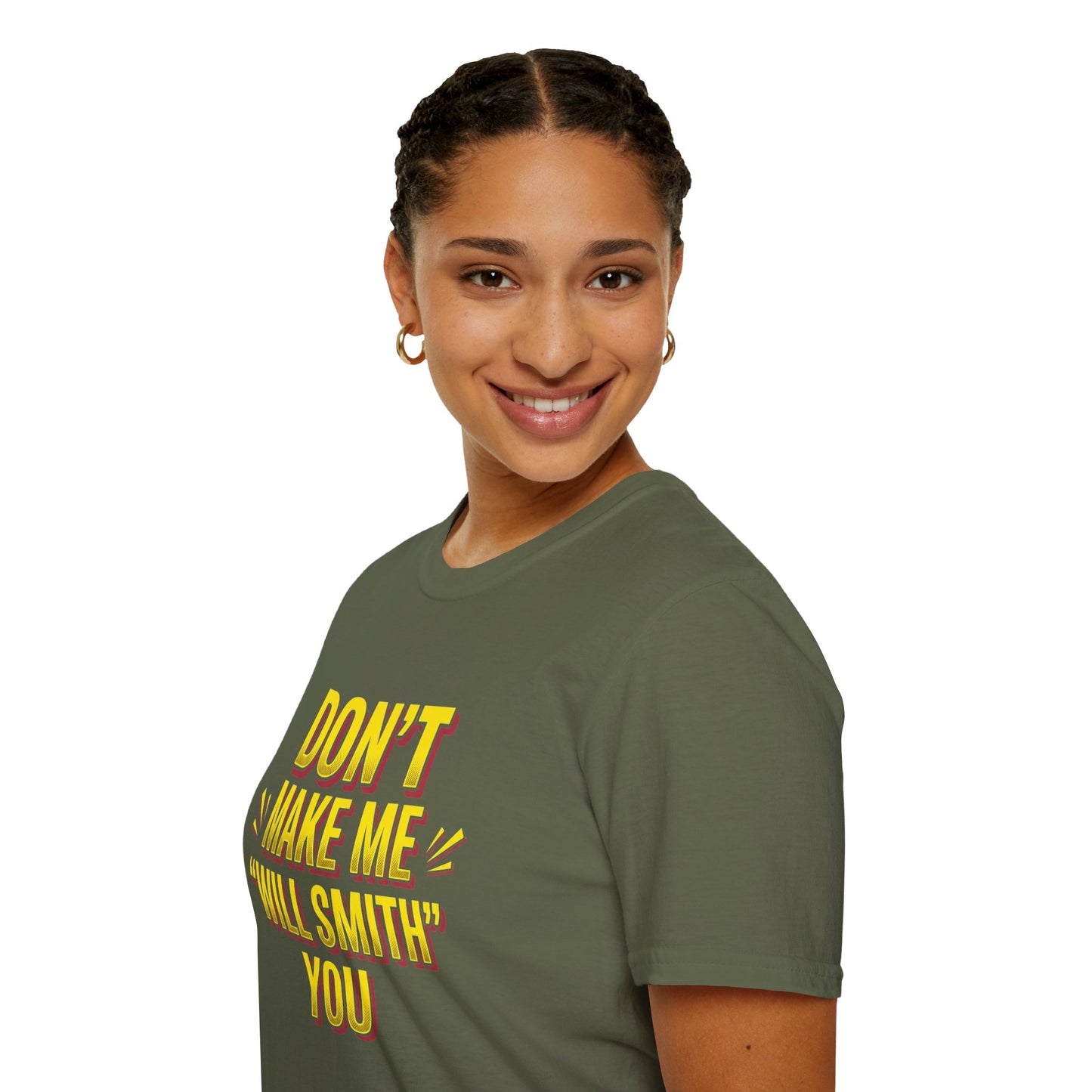 Don't Make Me "Will Smith" T-Shirt — Bold Yellow Graphic Tee