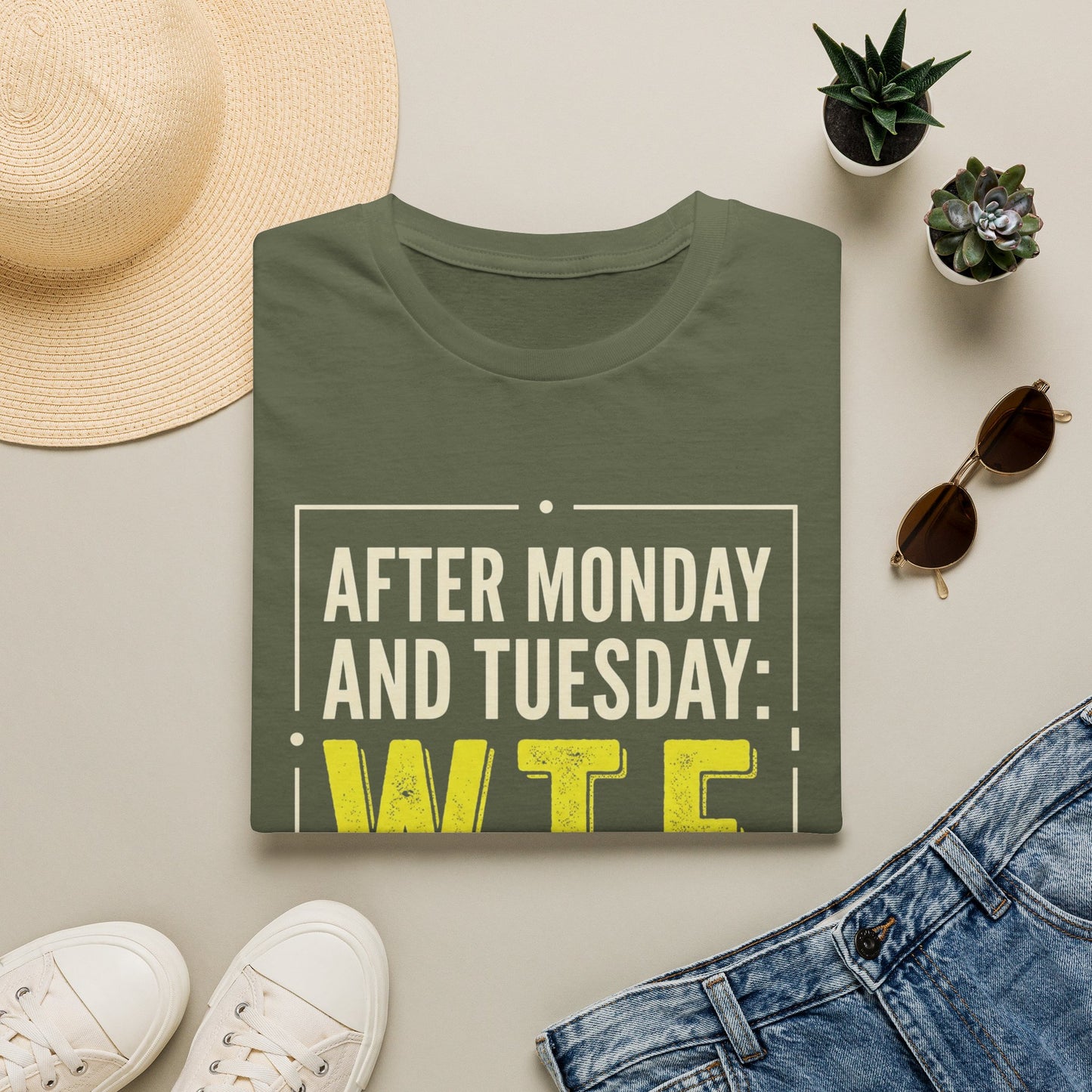 W.T.F. Funny Graphic T‑Shirt — "After Monday and Tuesday: W.T.F." Novelty Tee for Weekend Lovers