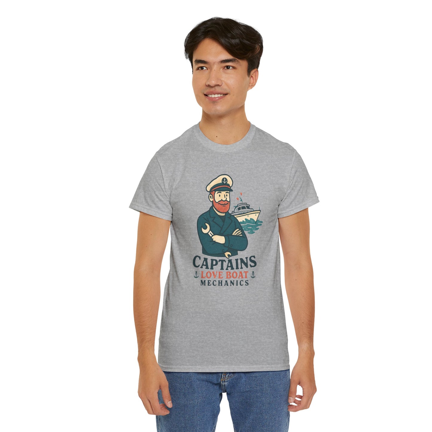 Captain Mechanics T‑Shirt — "Captains Love Boat Mechanics" Nautical Crew Tee