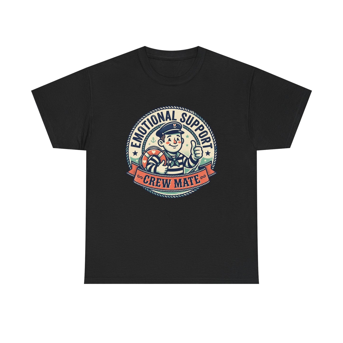 Emotional Support Crew Mate T‑Shirt — Retro Nautical Crewmate Tee Printify