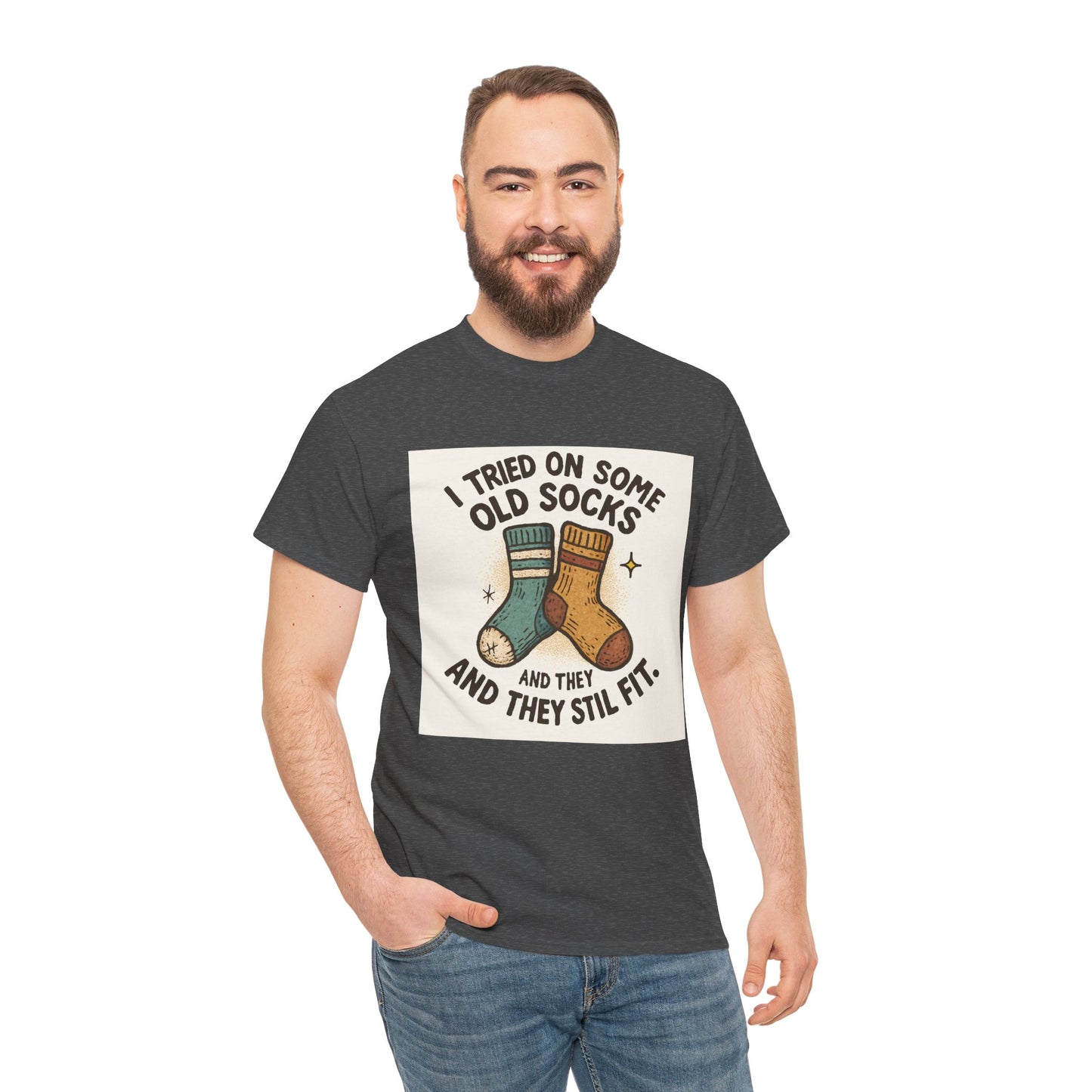 Funny Socks T-Shirt – “I Tried On Some Old Socks and They Still Fit” Graphic Tee Printify
