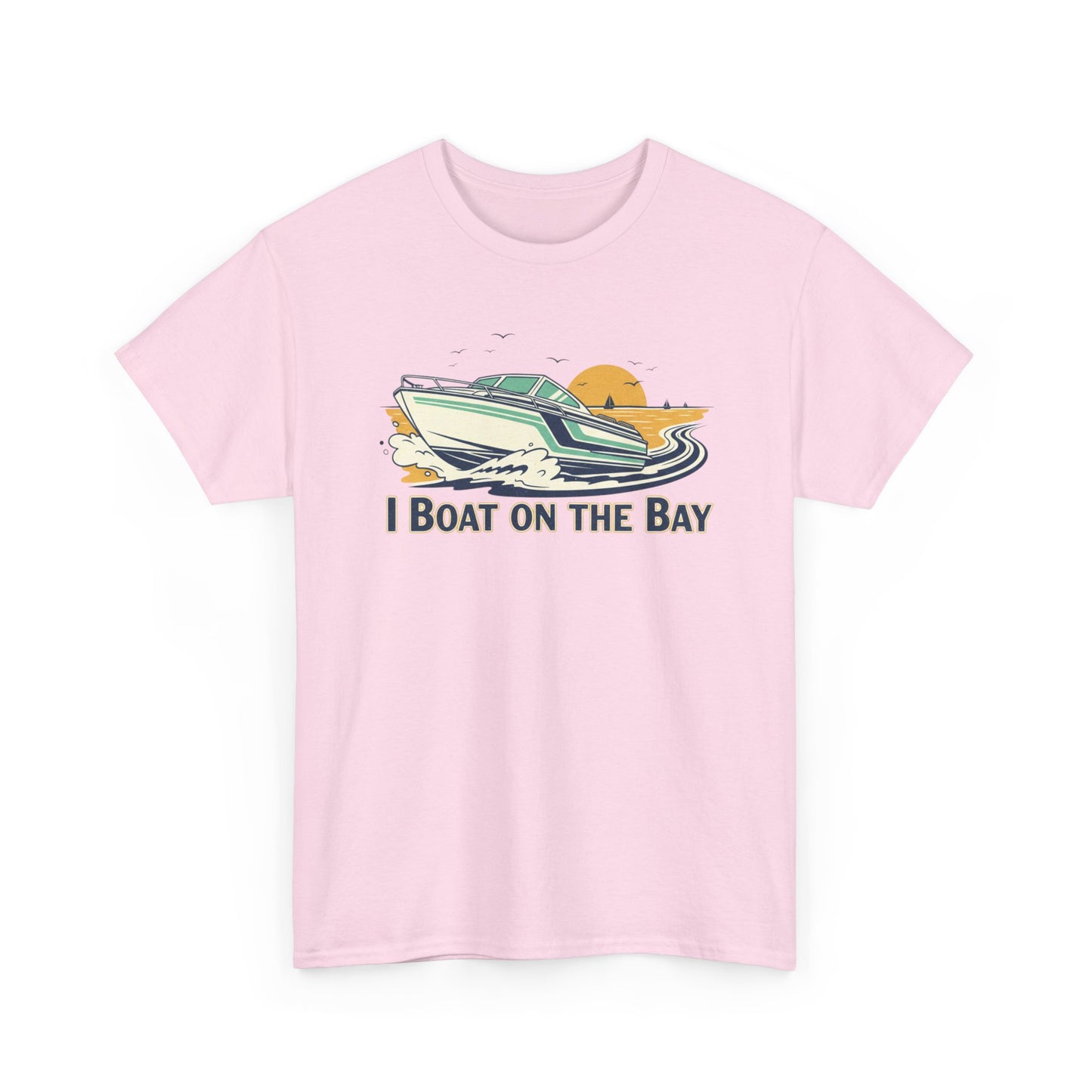 Boat on the Bay T-Shirt — Retro Motorboat Sunset Tee Printify