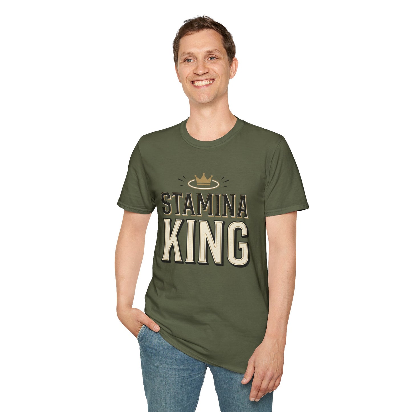 Stamina King T-Shirt — Bold Crown Fitness Tee for Workout Motivation