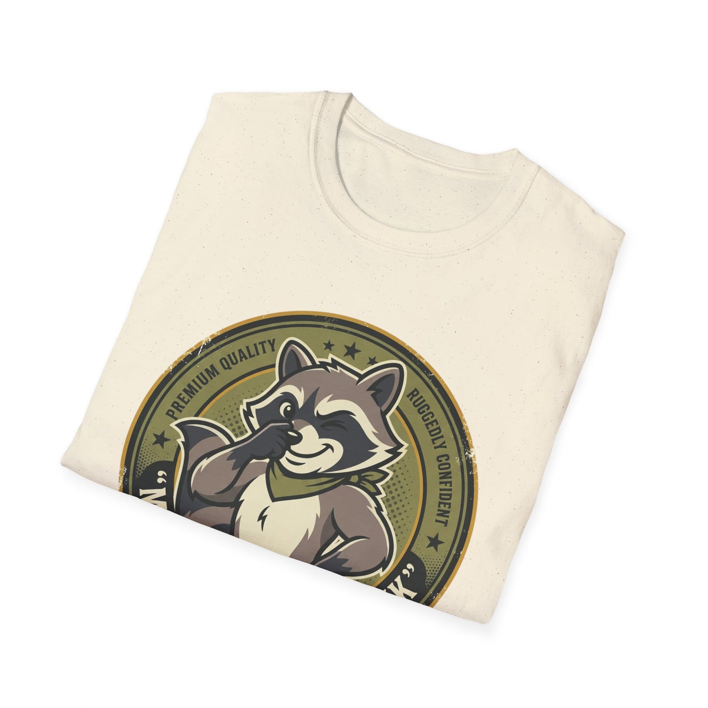 Raccoon Badge T-Shirt — "My Shit Doesn't Stink" Funny Graphic Tee Printify