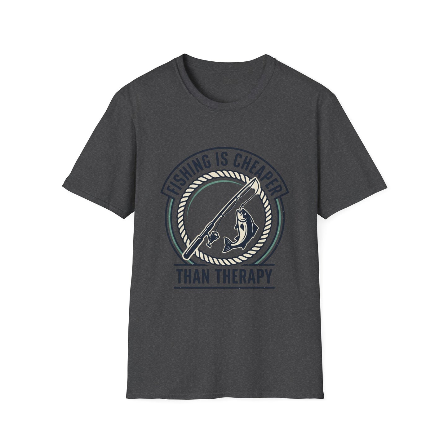 Fishing Is Cheaper Than Therapy T-Shirt — Funny Fishing Graphic Tee for Anglers