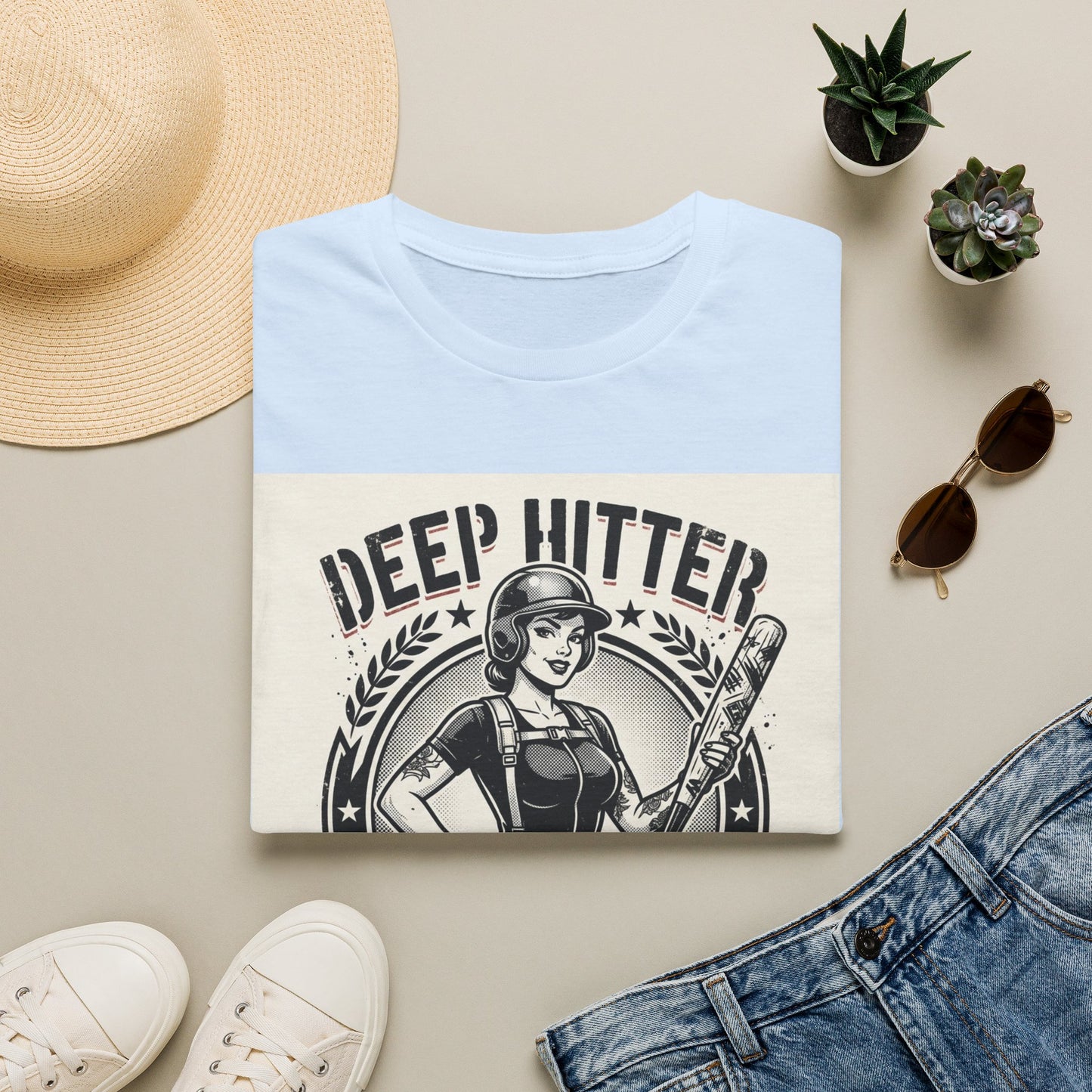 Deep Hitter Baseball Tee — Vintage Softball Graphic Shirt