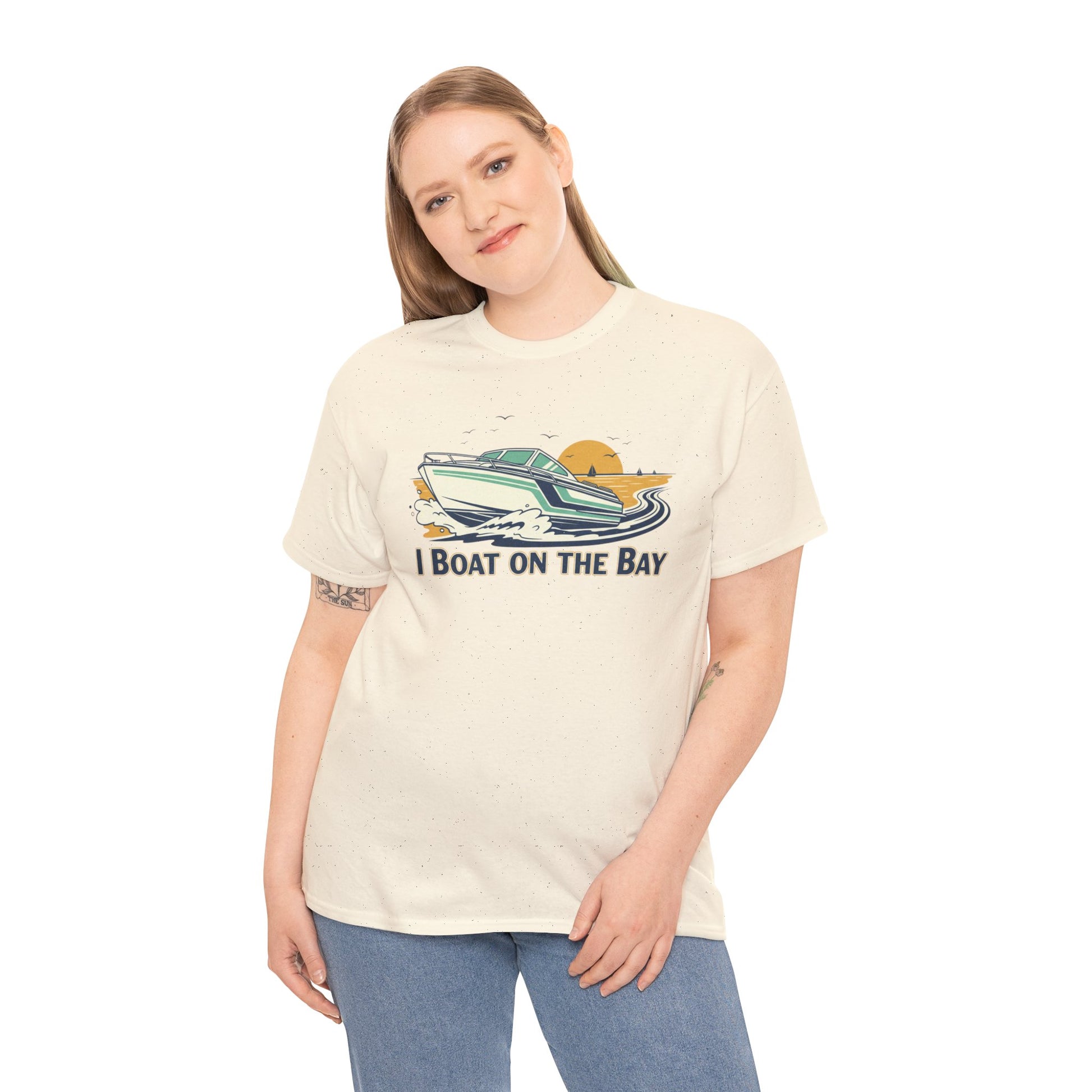 Boat on the Bay T-Shirt — Retro Motorboat Sunset Tee Printify