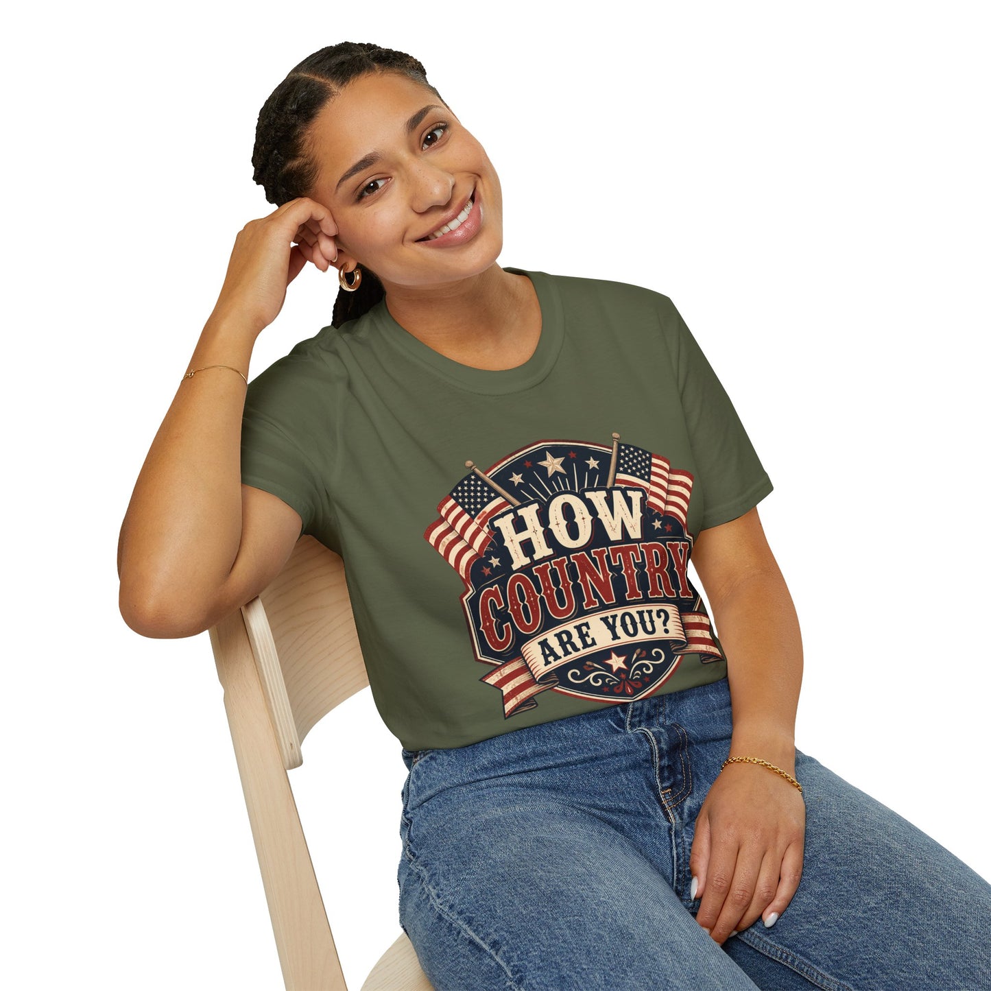 How Country Are You? T-Shirt — Vintage American Flag Country Graphic Tee
